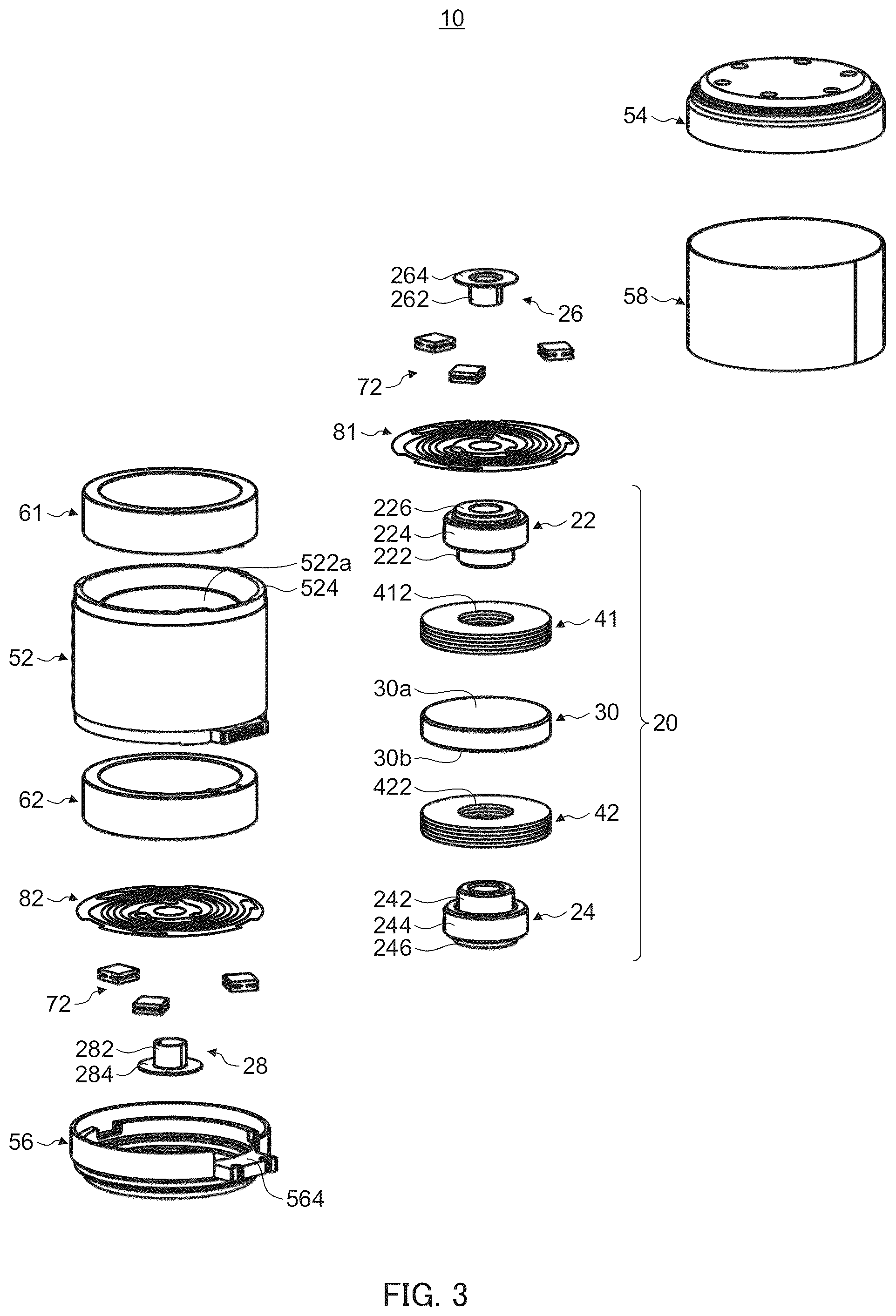 Patent US12592624 Figure 3 – Vibration actuator with movable body and fixing body having magnetic cylindrical body outside coil with length