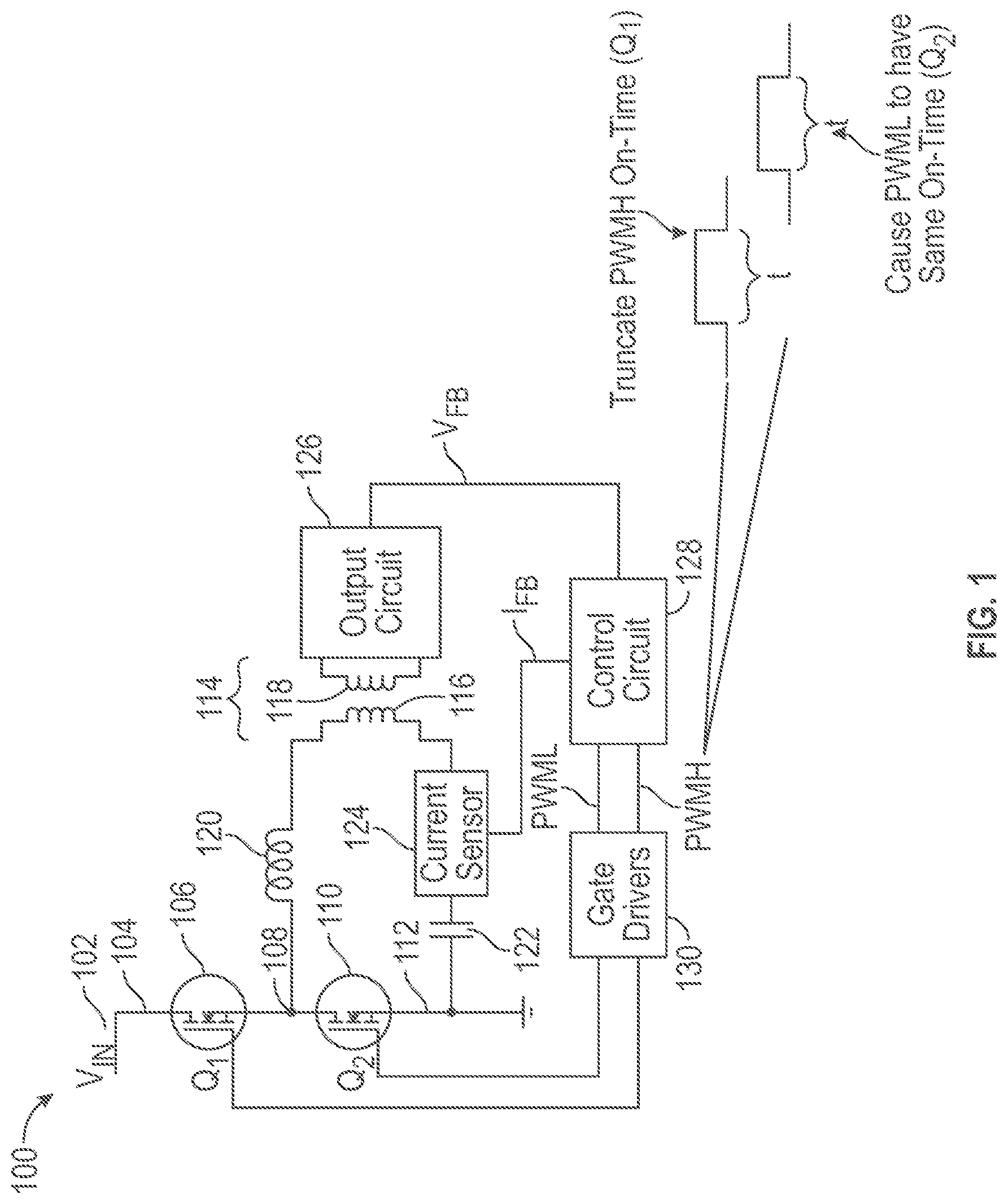 Patent US12592631 — LLC power converter with PWM signals to truncate on-time period — Figure 1