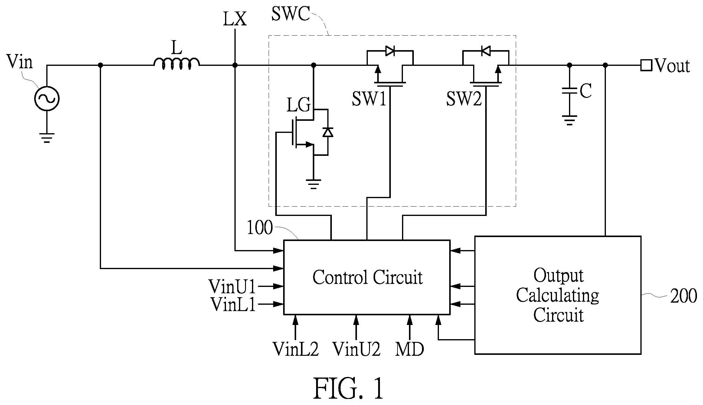 Patent US12592632 Figure 1 – Power converter having multi-mode switching mechanism