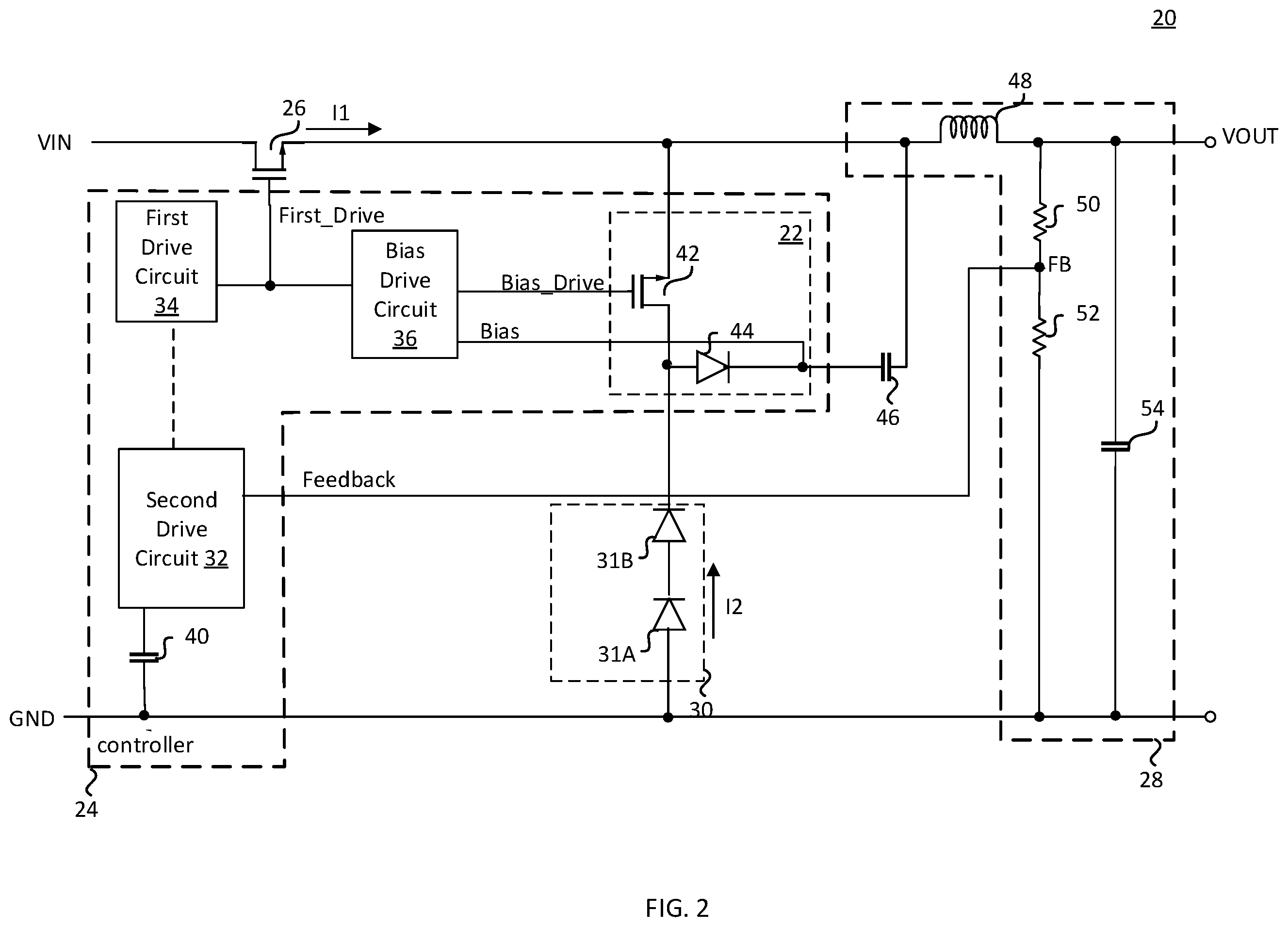 Patent US12592639 Figure 2 – Self-biasing the input controller in a power converter