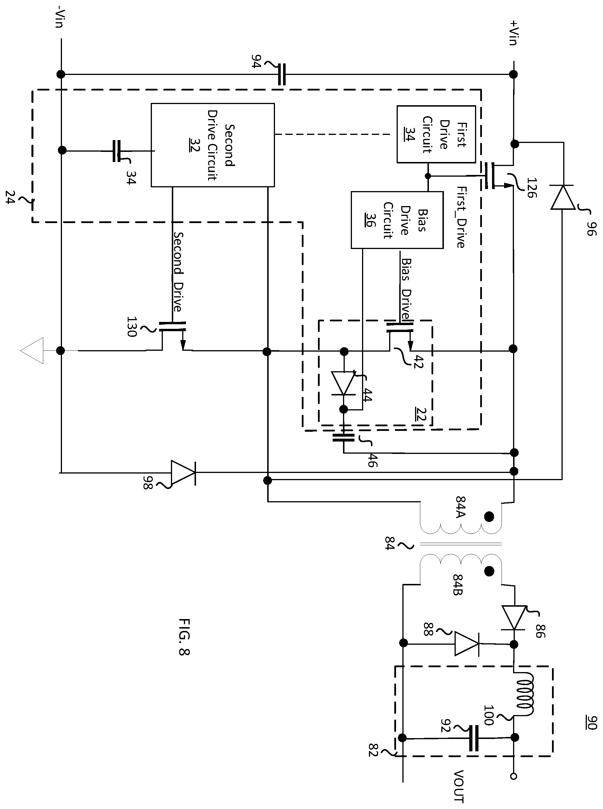Patent US12592639 Figure 8 – Self-biasing the input controller in a power converter