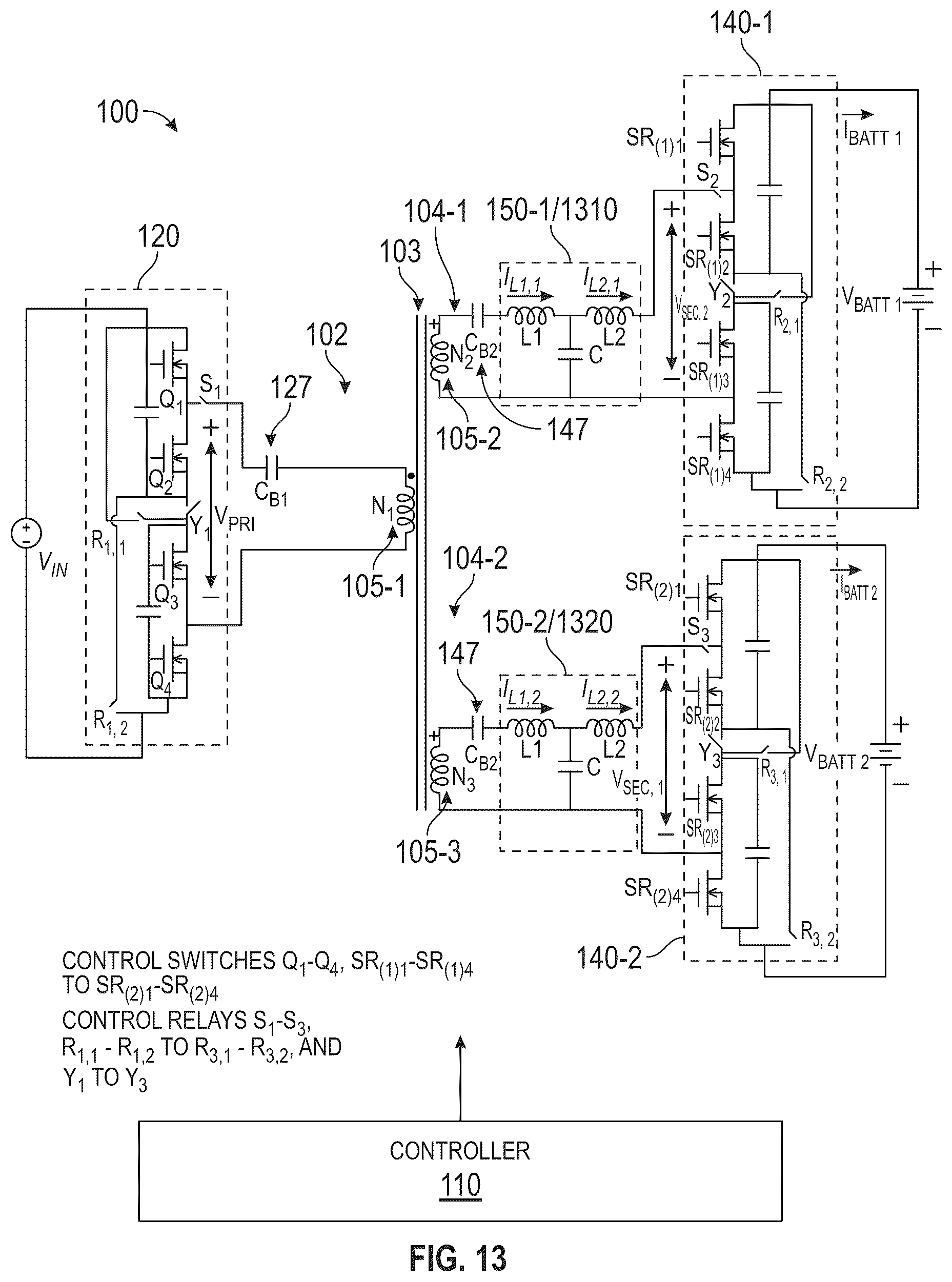 Patent US12592647 Figure 13 – Multiple-port bidirectional DC-DC converters and control methods therof