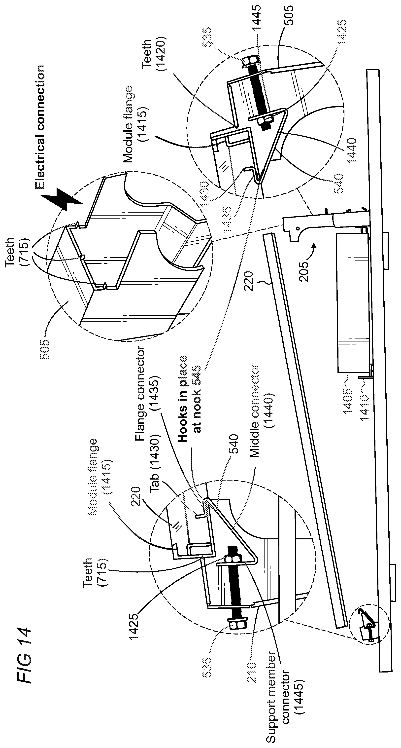 Patent US12592663 Figure 15 – Support member for a solar panel rack