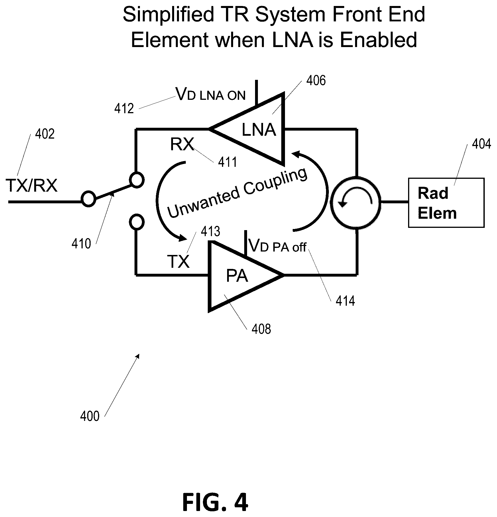 Patent US12592673 Figure 4 – Off-state isolation bias circuit for D-mode amplifiers