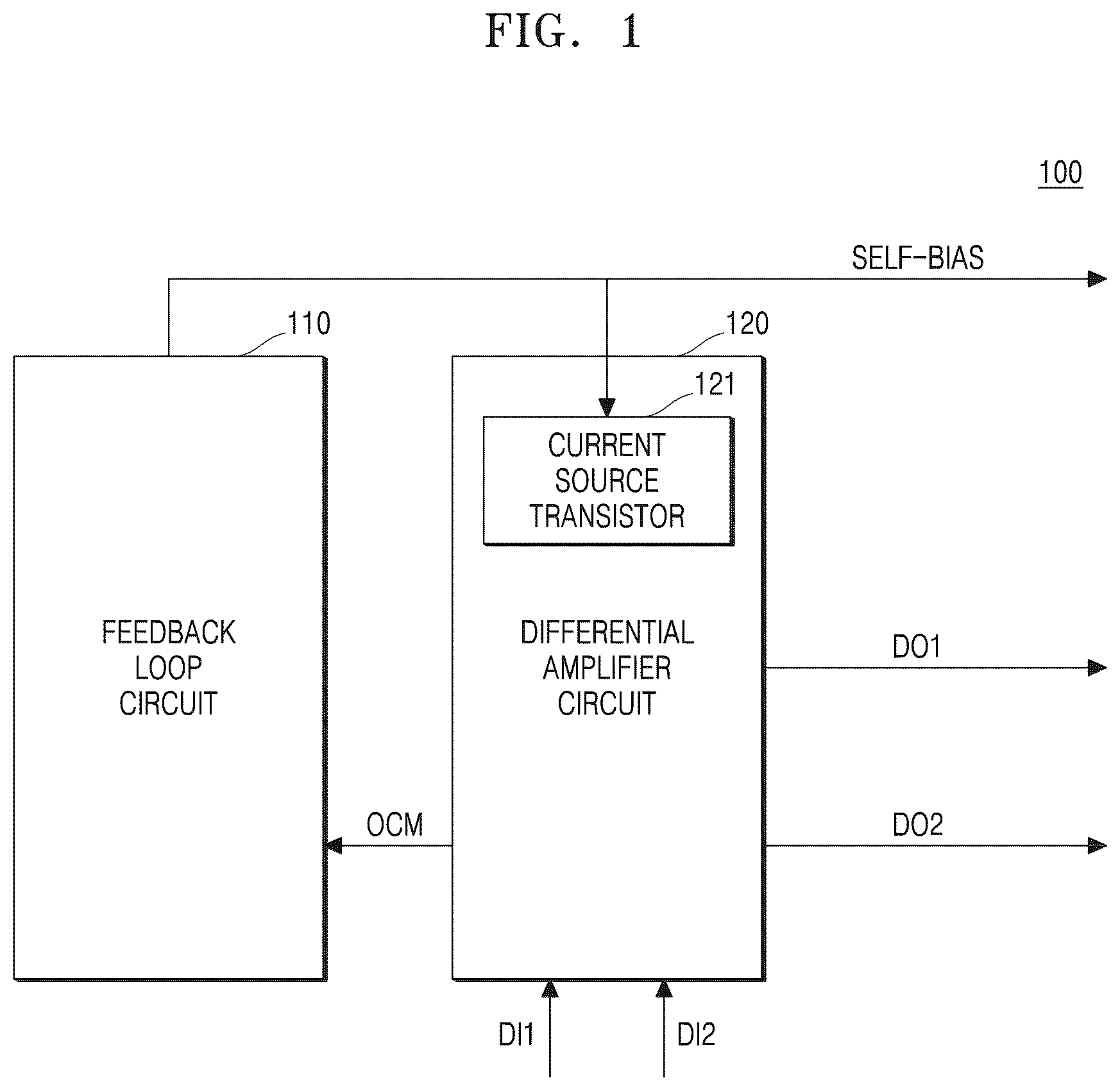 Patent US12592674 Figure 1 – Self-bias signal generating circuit using differential signal and receiver including the same