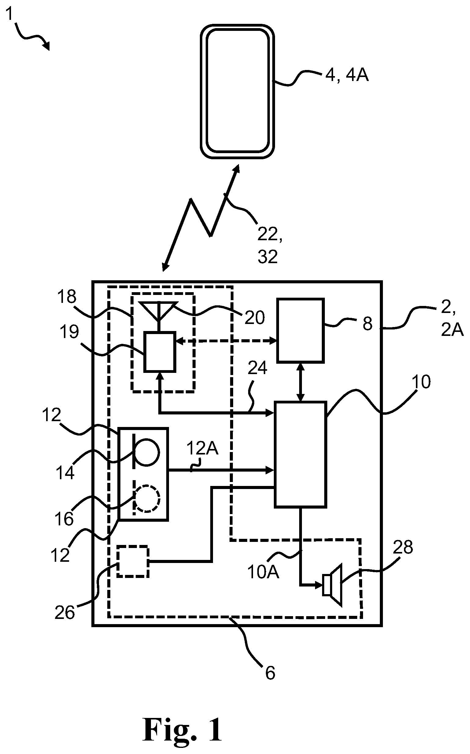 Patent US12592675 Figure 1 – Audio device with microphone and media mixing