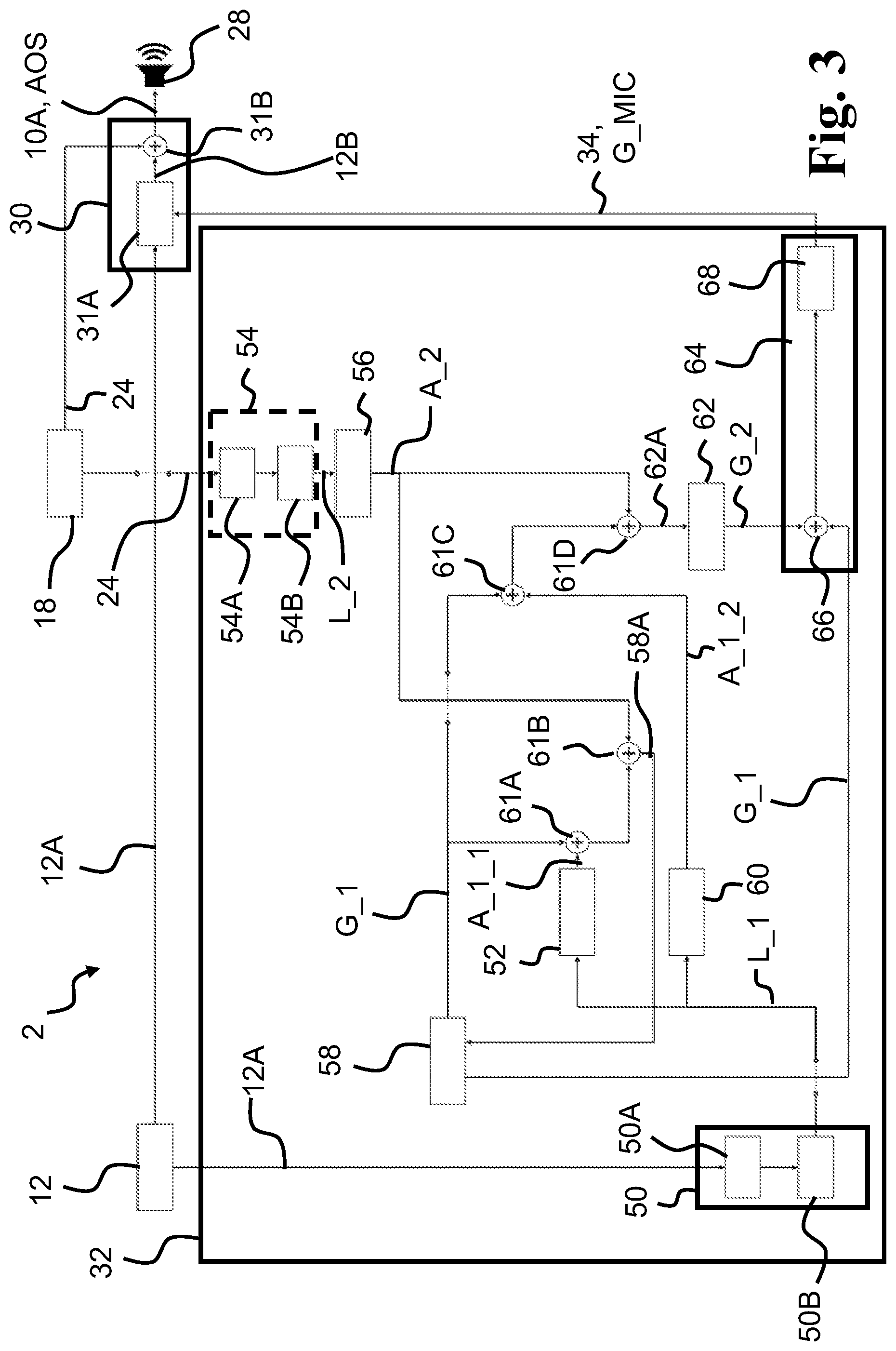 Patent US12592675 Figure 3 – Audio device with microphone and media mixing