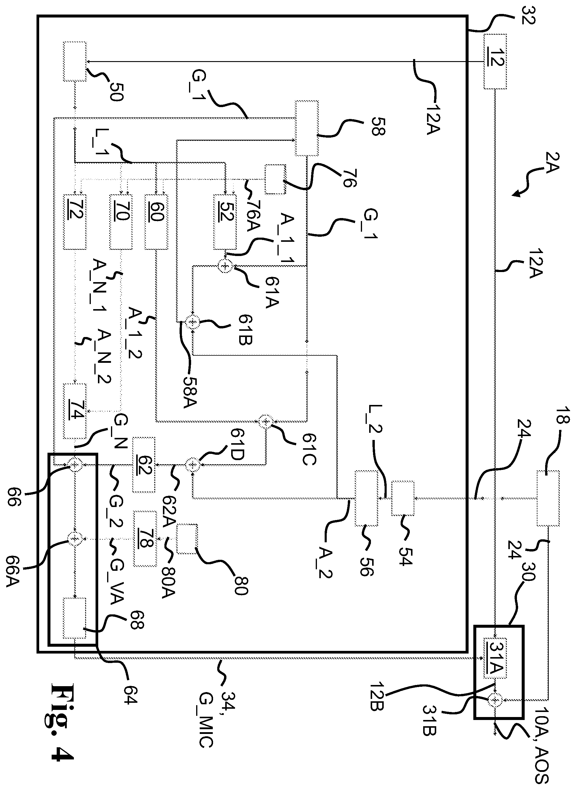 Patent US12592675 Figure 4 – Audio device with microphone and media mixing