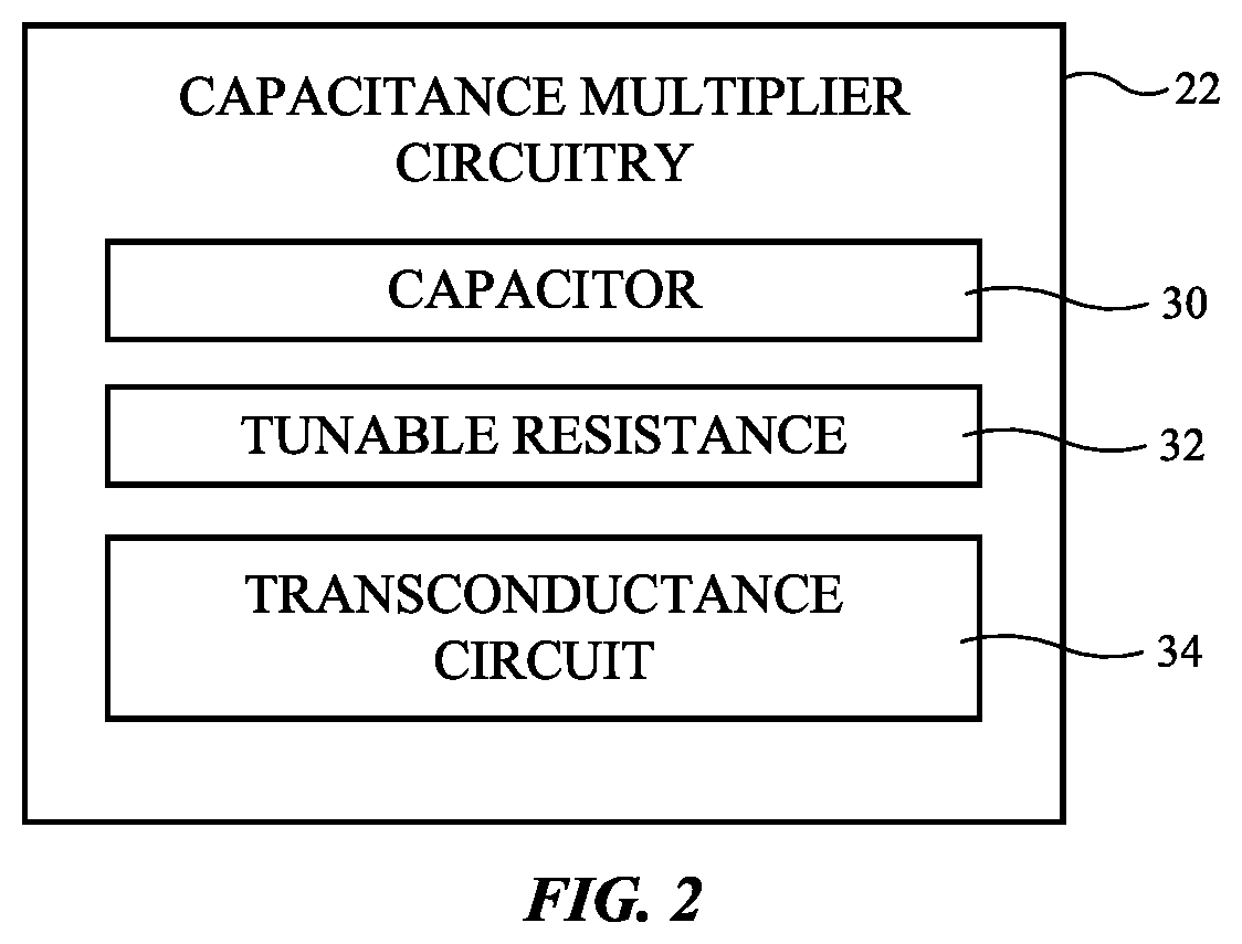 Patent US12592681 Figure 2 – Capacitance multiplier for decoupling capacitor
