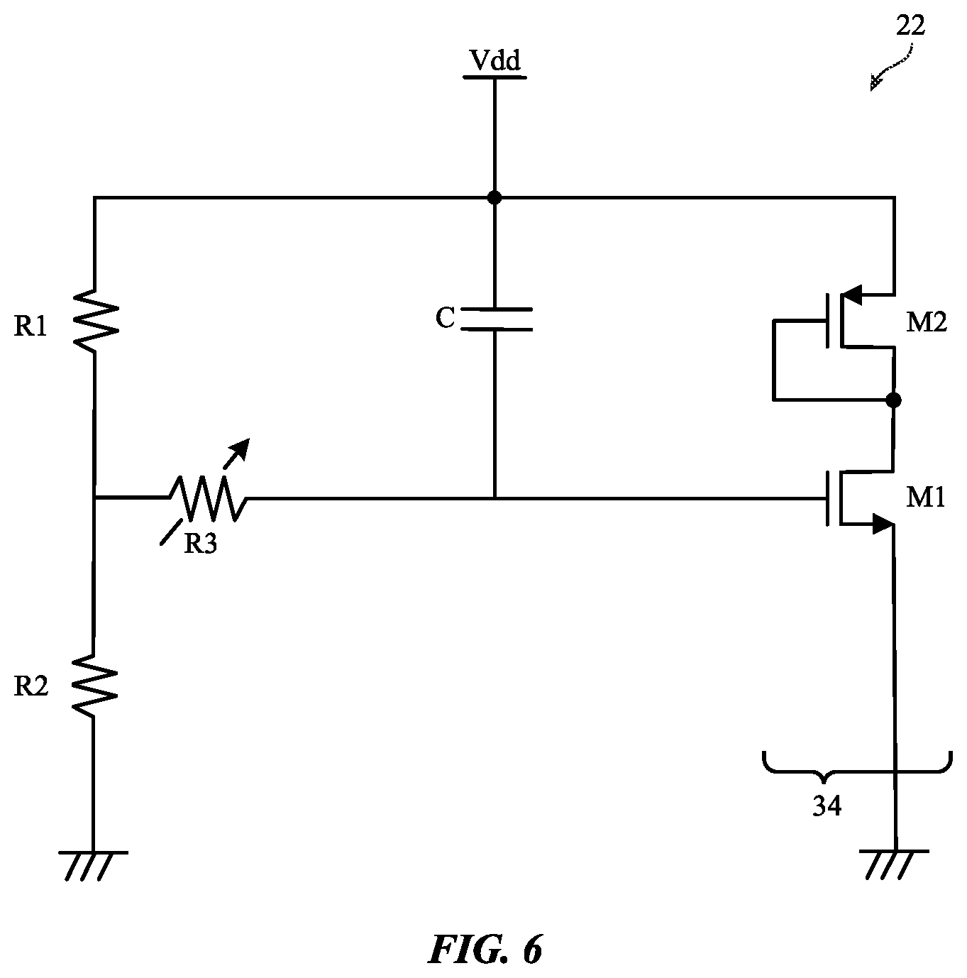 Patent US12592681 Figure 6 – Capacitance multiplier for decoupling capacitor