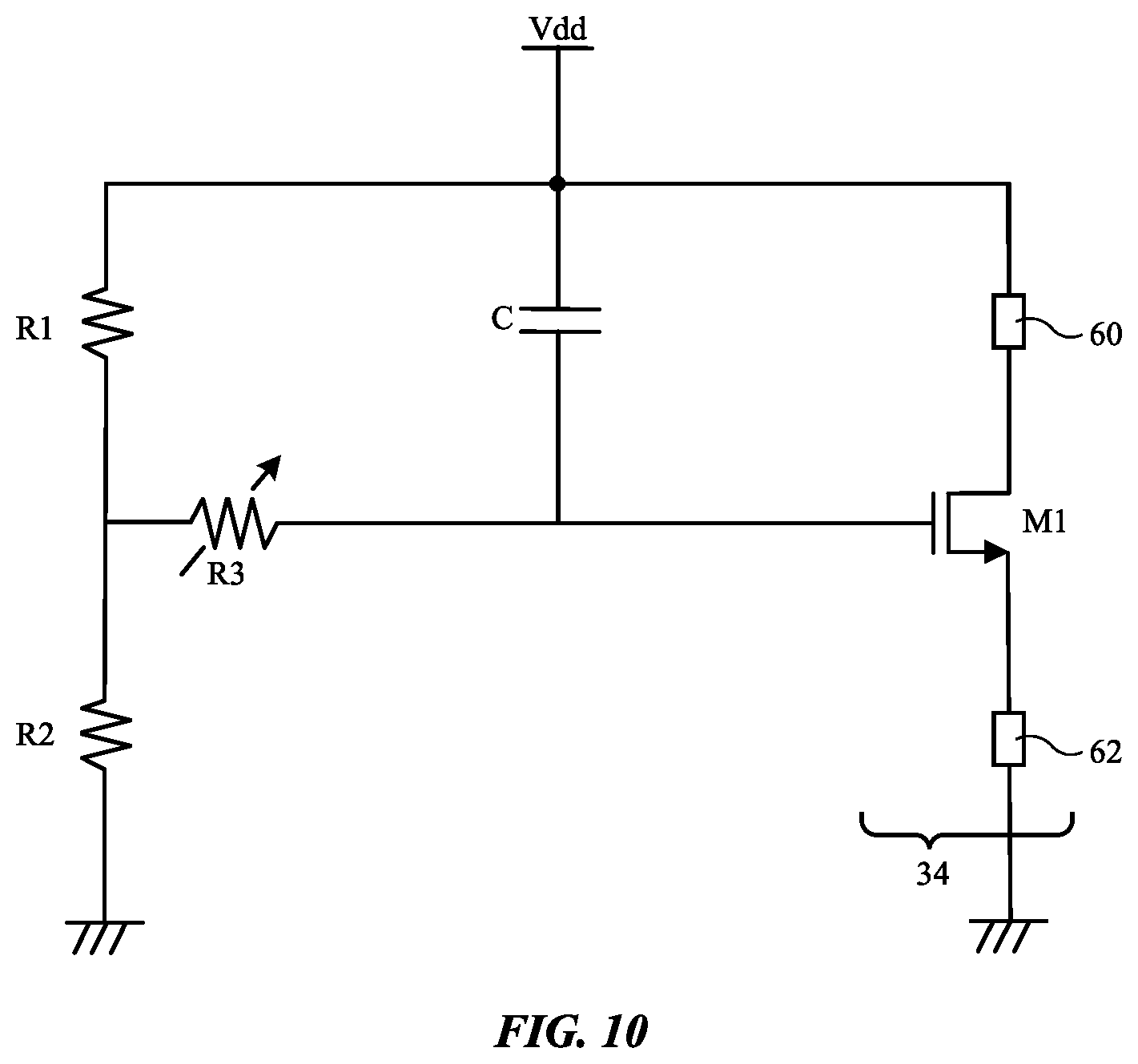 Patent US12592681 Figure 10 – Capacitance multiplier for decoupling capacitor