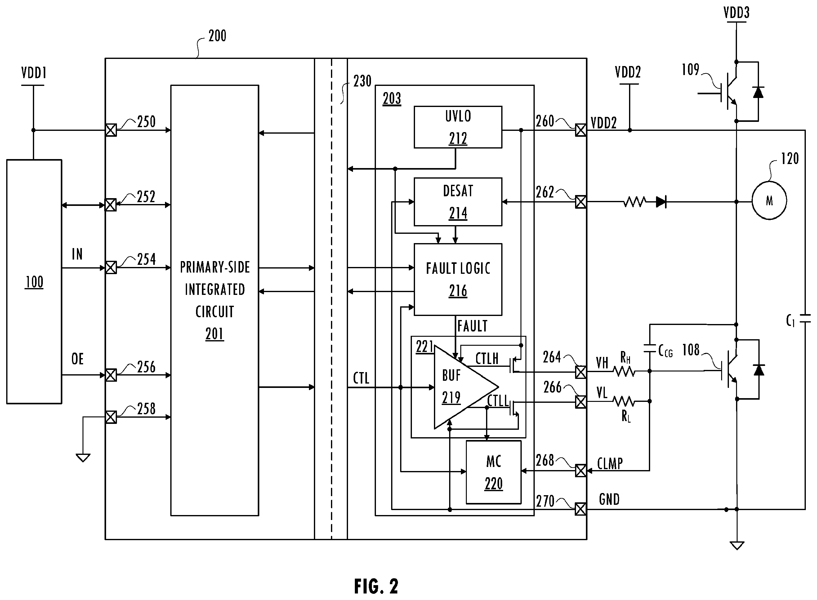 Patent US12592683 Figure 2 – Variable current drive for isolated gate drivers