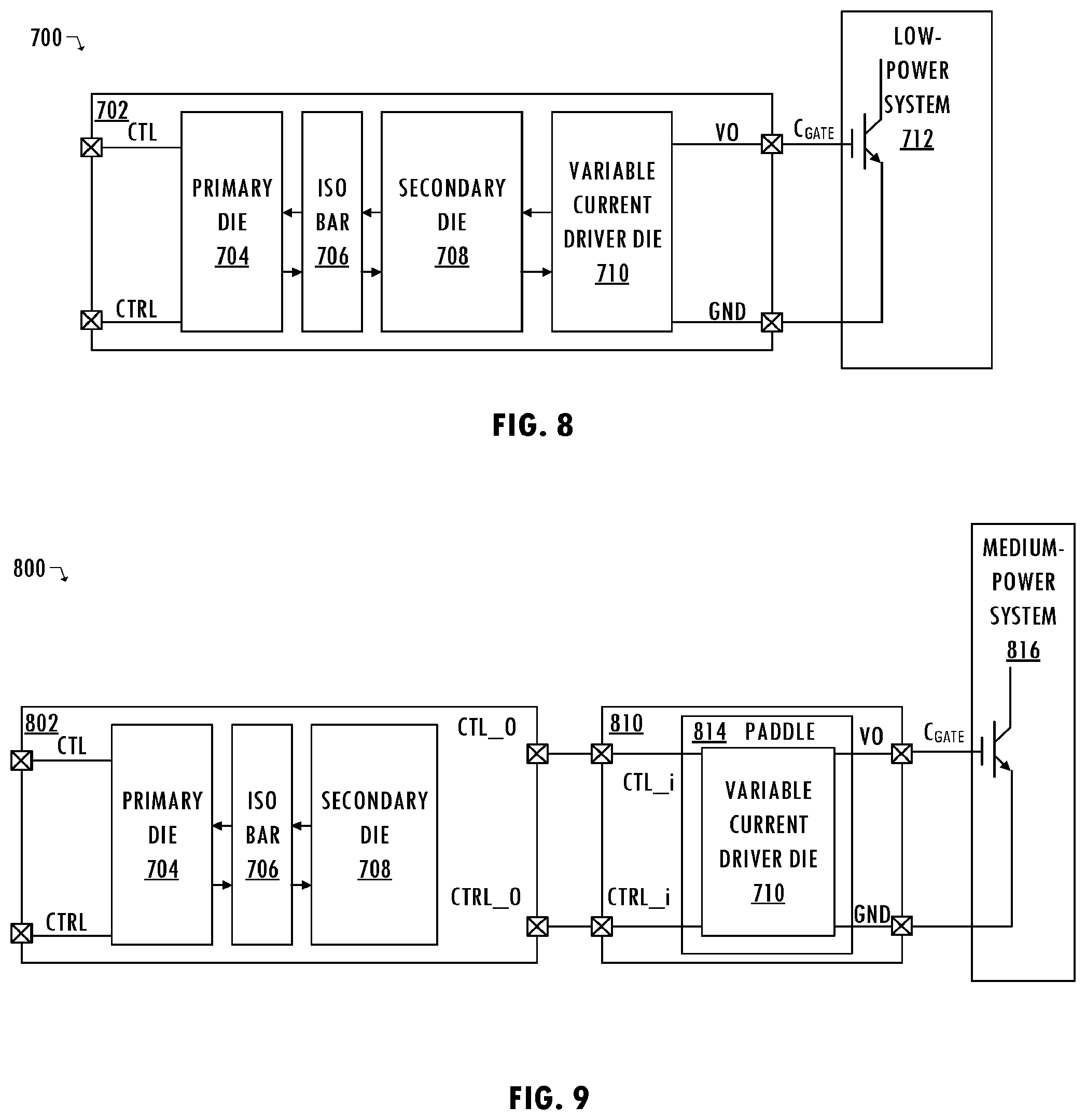 Patent US12592683 Figure 8 – Variable current drive for isolated gate drivers