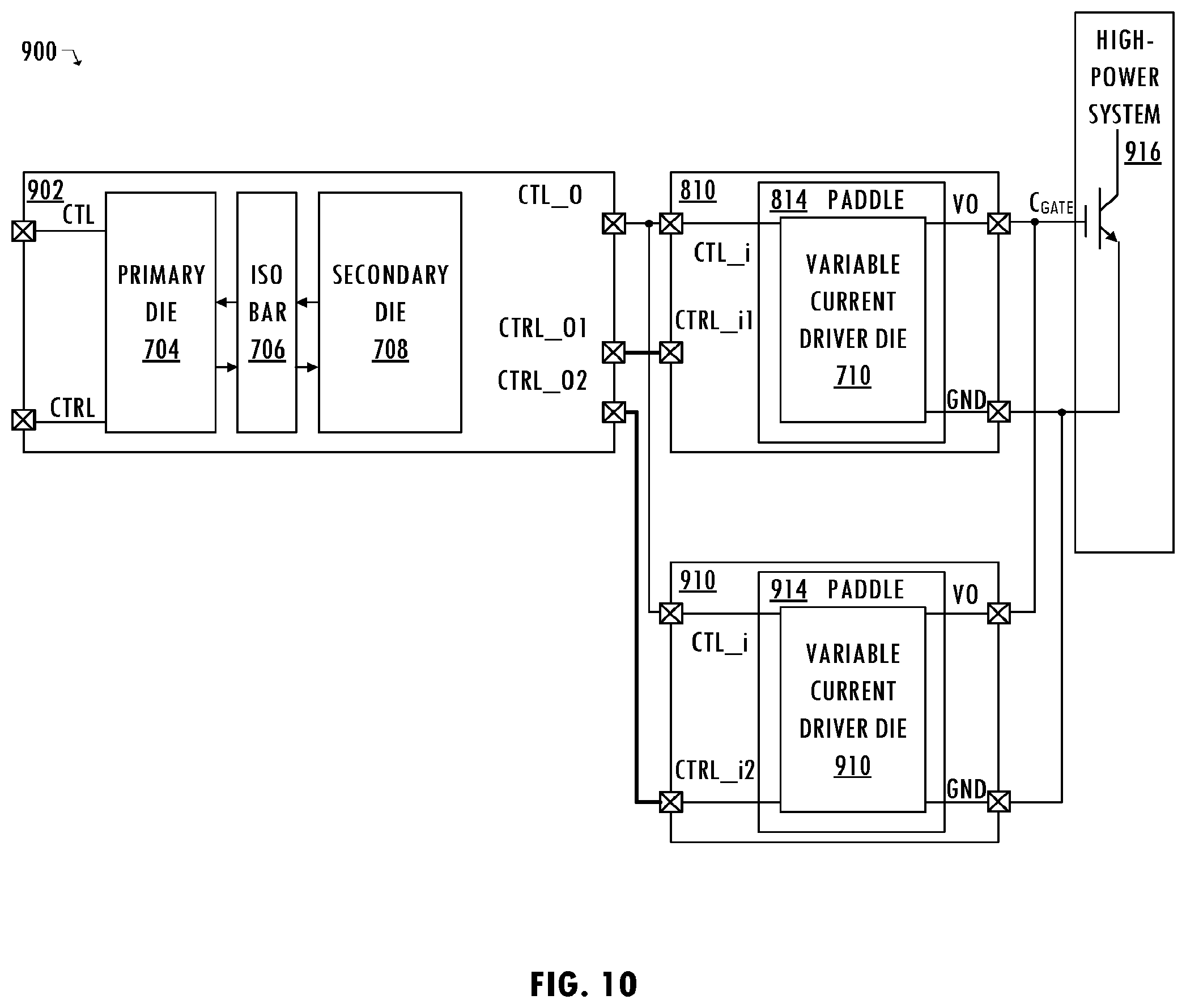 Patent US12592683 Figure 9 – Variable current drive for isolated gate drivers