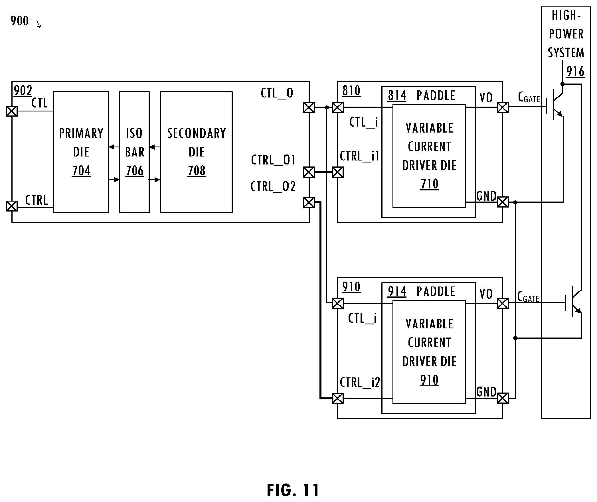 Patent US12592683 Figure 10 – Variable current drive for isolated gate drivers