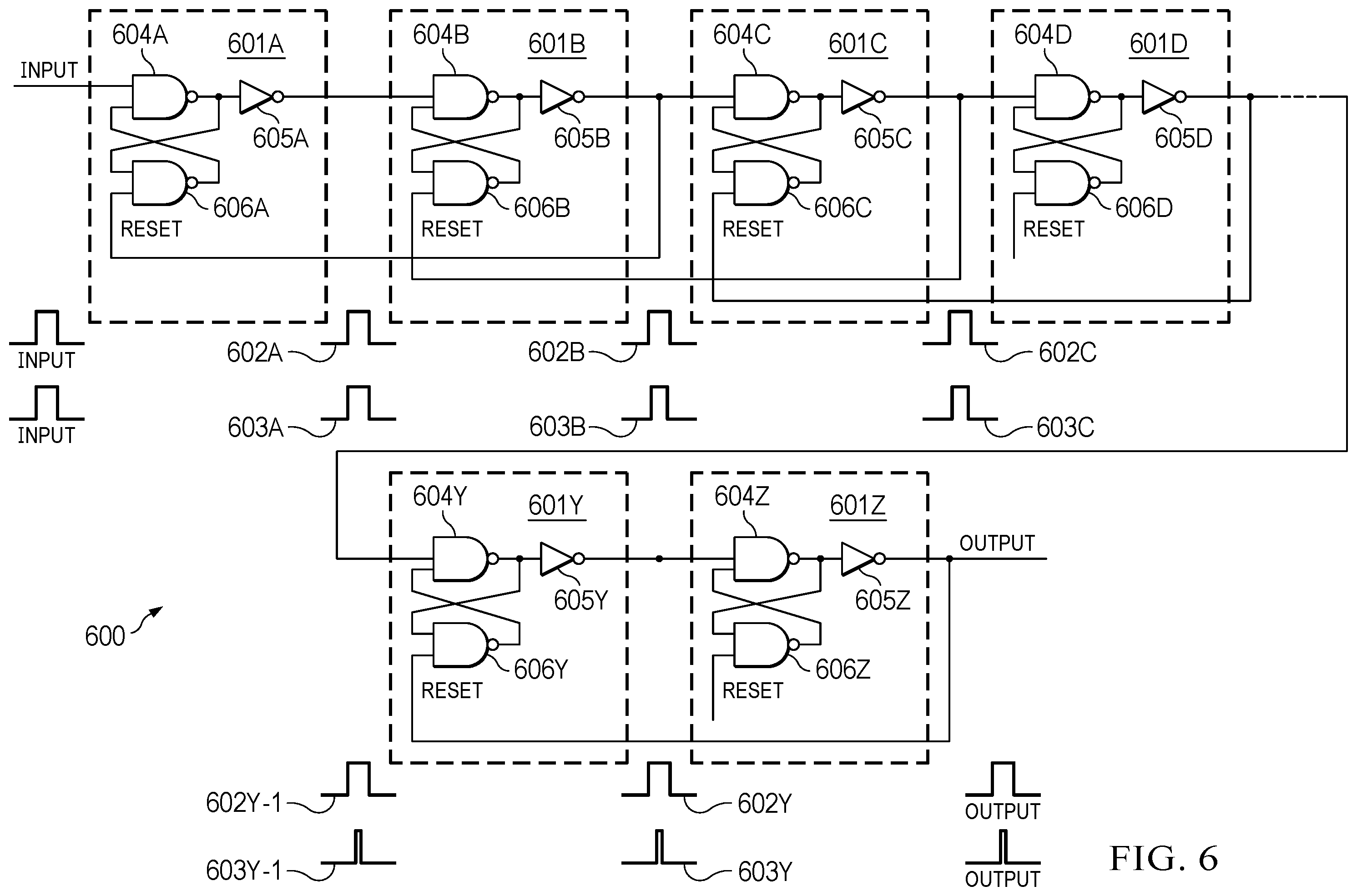 Patent US12592688 Figure 5 – Signal transmission through long delay lines