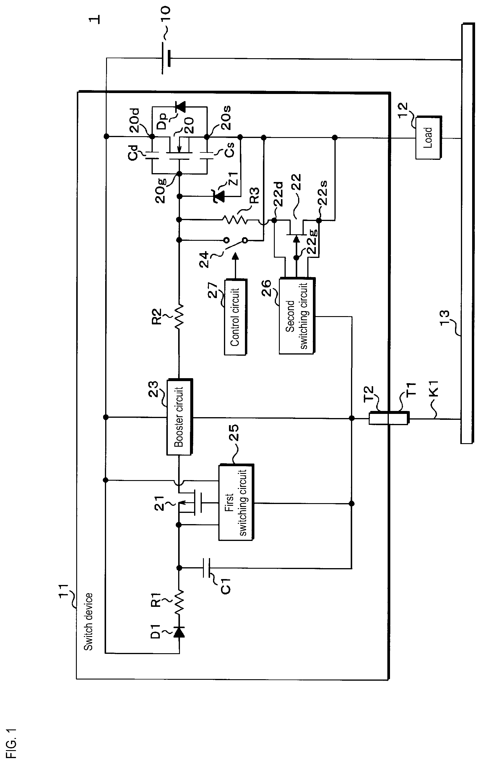 Patent US12592695 Figure 1 – Switch device