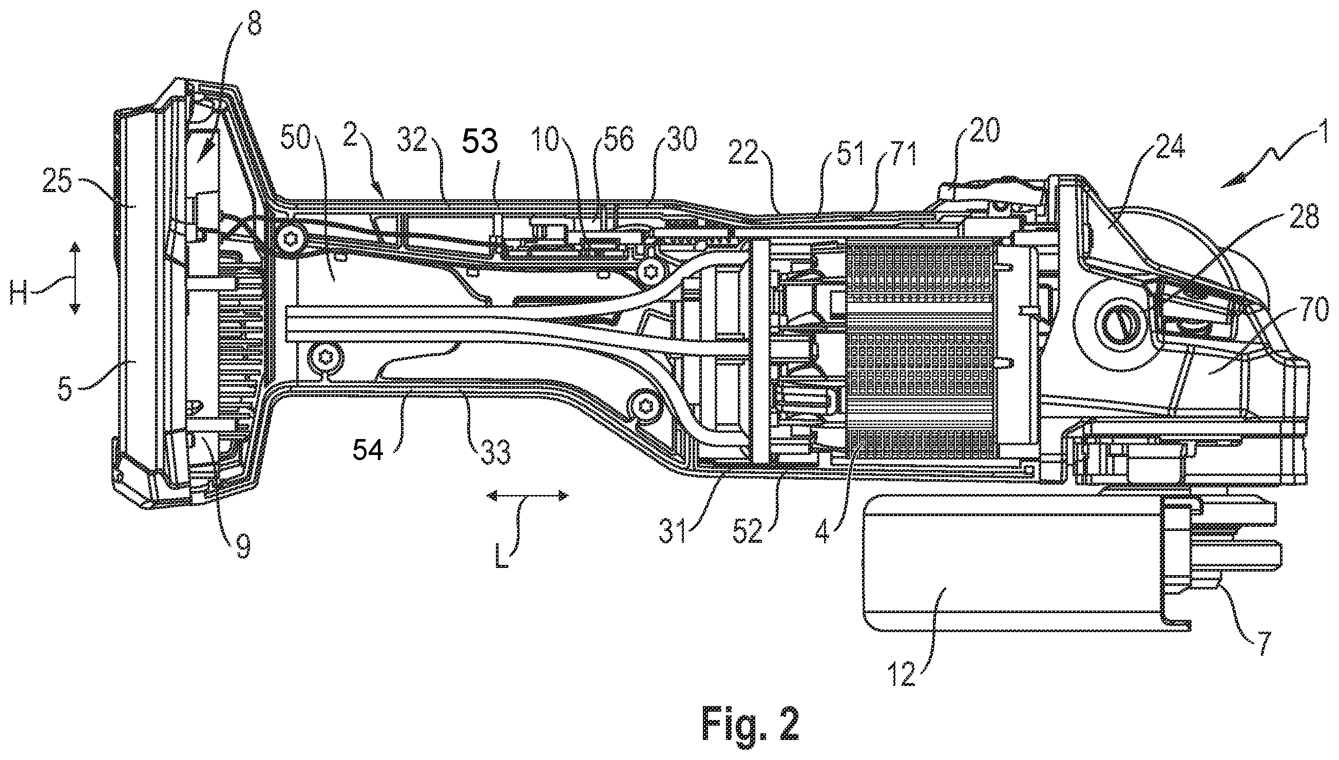 Patent US12592698 Figure 2 – Hand-held machine tool