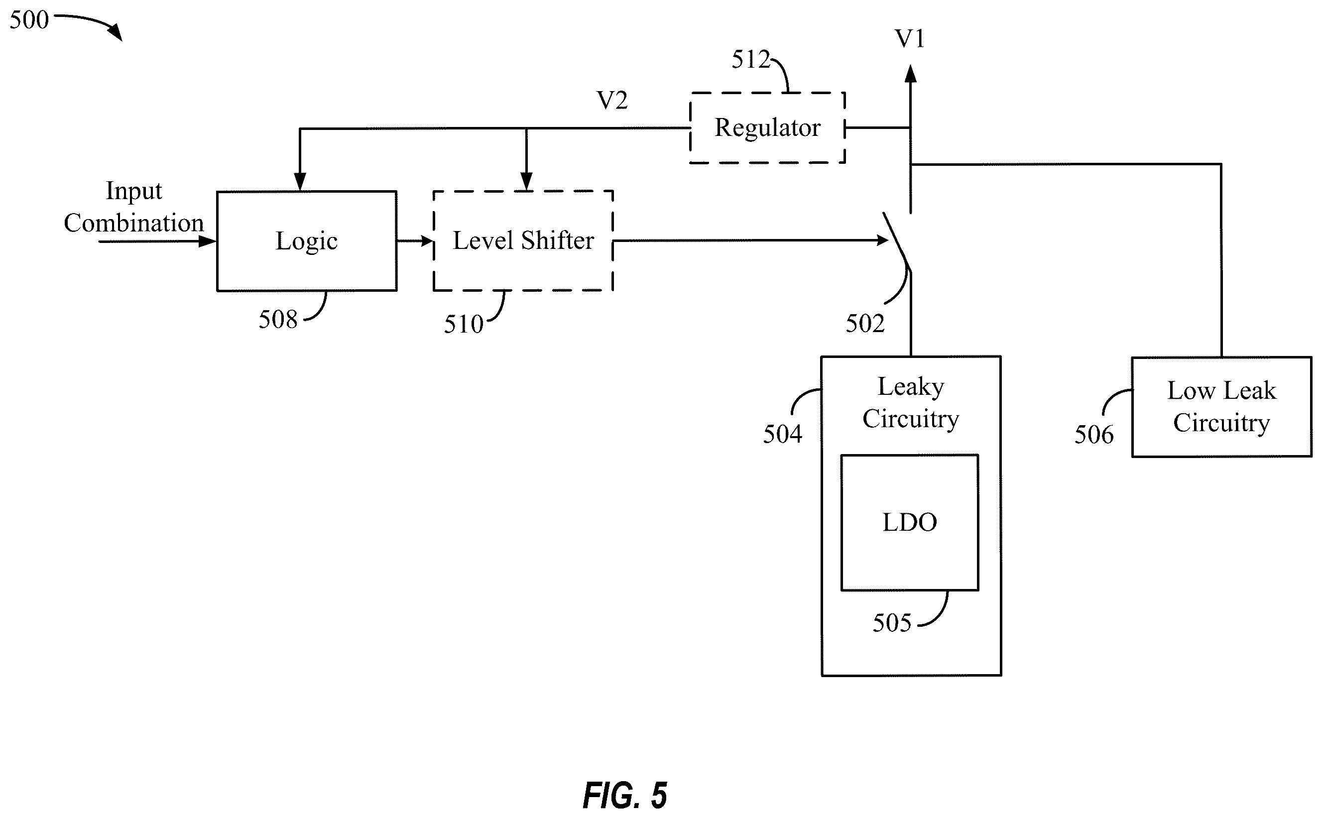 Patent US12592700 Figure 5 – Logic optimizing power switch enable delay