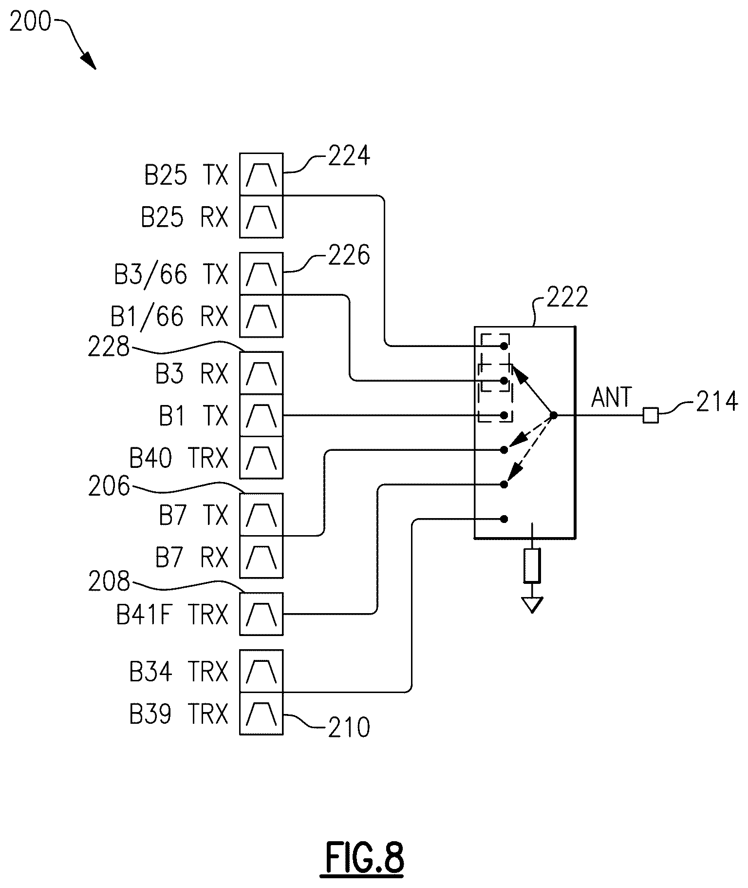 Patent US12592725 Figure 8 – Configurable filter bands for radio frequency communication