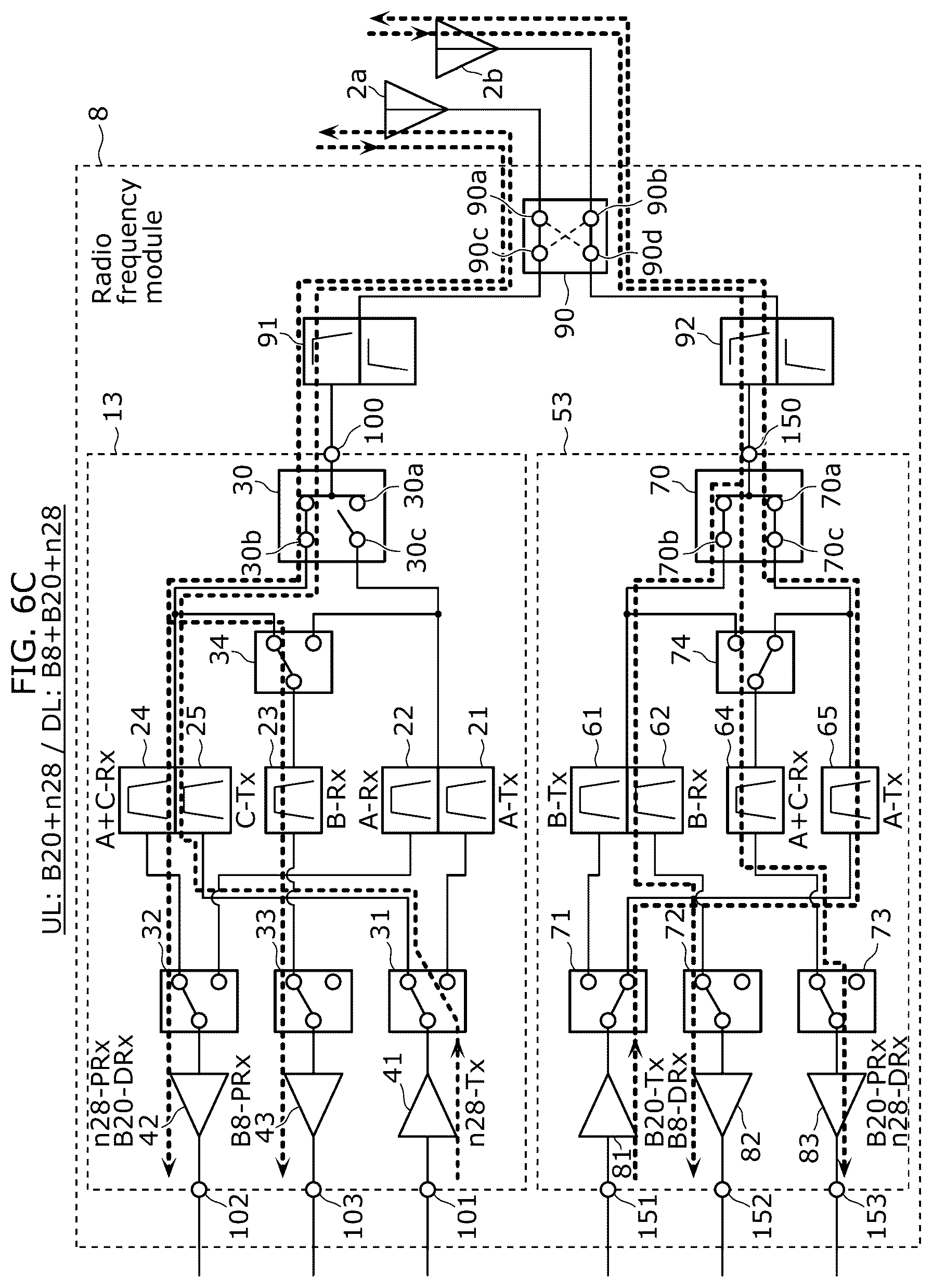 Patent US12592726 Figure 7 – Radio frequency module and communication device