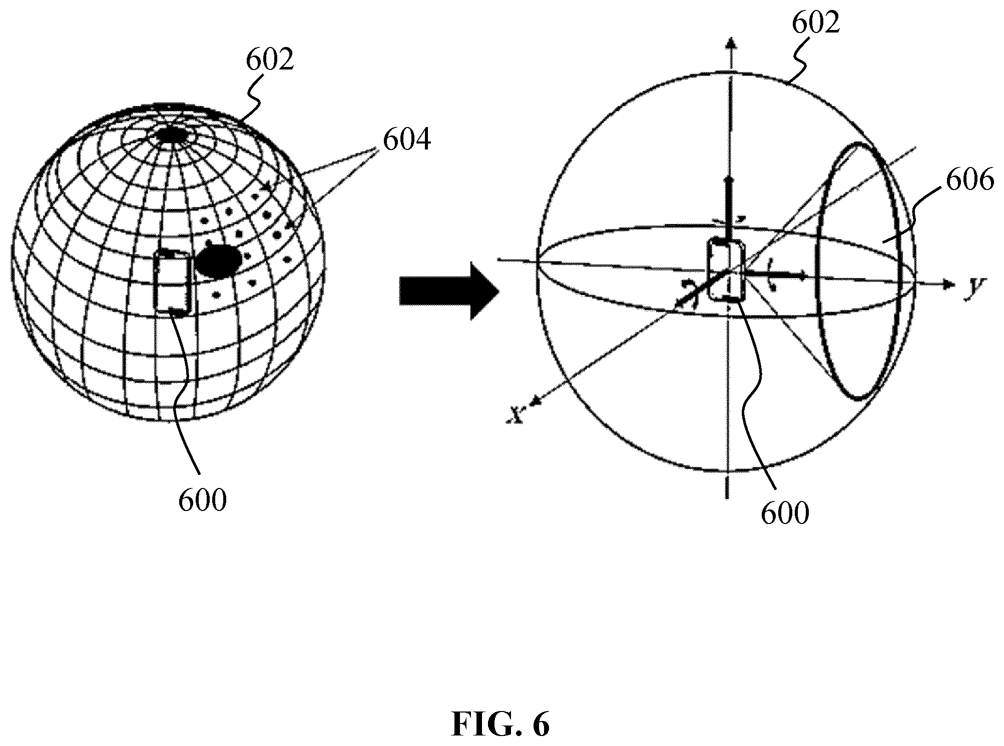 Patent US12592754 Figure 6 – Spatial quantization for spherical coverage of user equipment