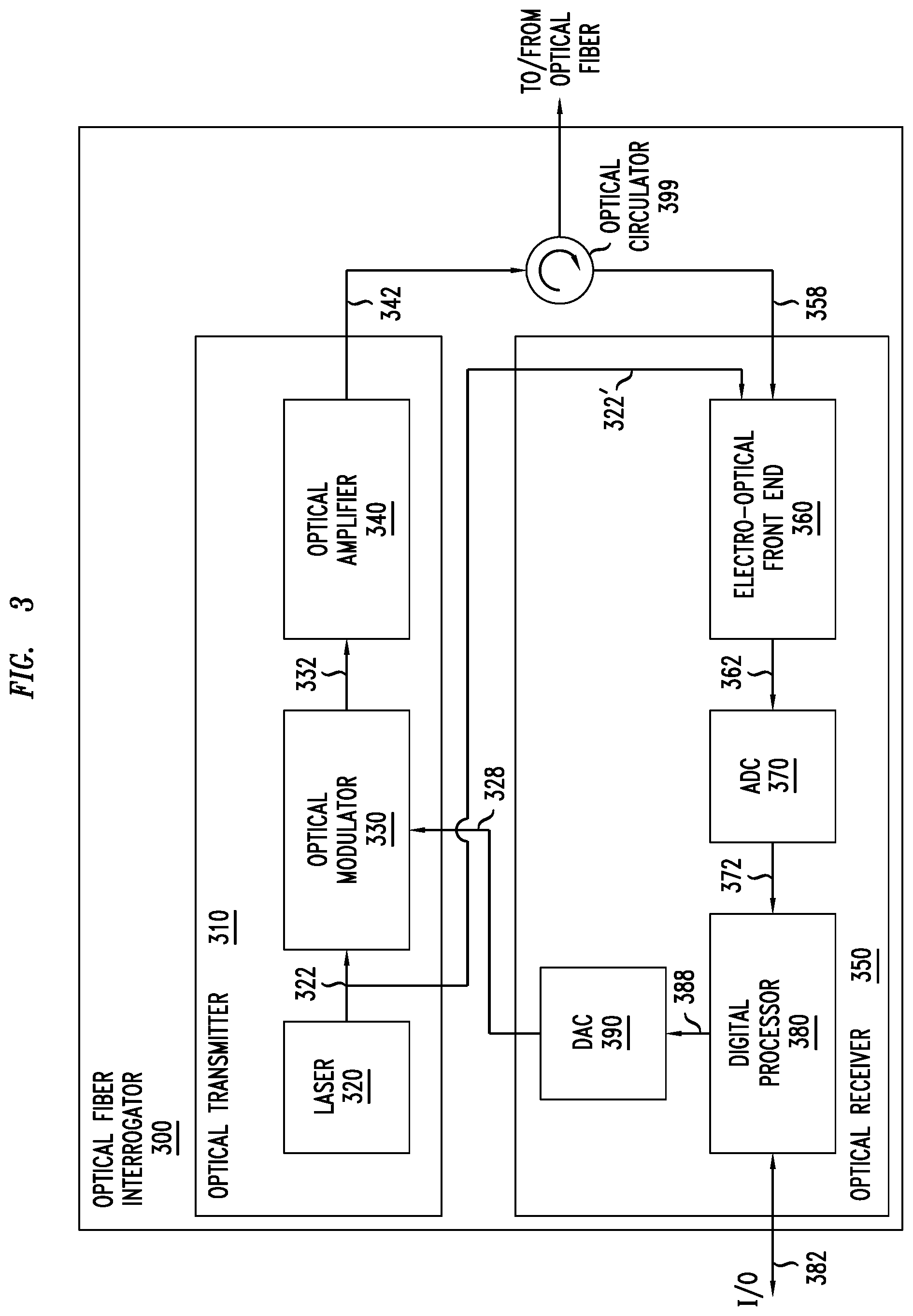 Patent US12592770 Figure 3 – Distributed fiber optic sensing on optical fibers carrying traffic