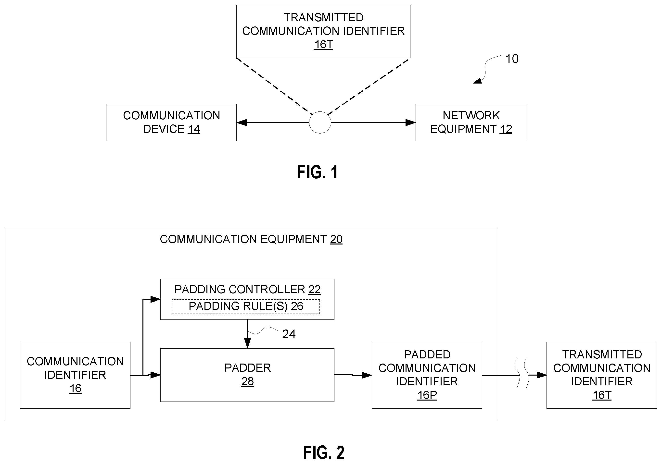 Patent US12592791 Figure 1 – Communication identifier padding in a communication network