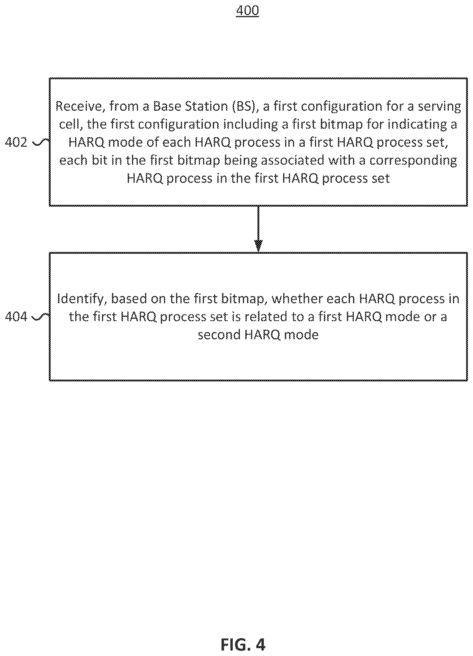 Patent US12592795 Figure 4 – Method and user equipment for hybrid automatic repeat request mode operation in non-terrestrial network