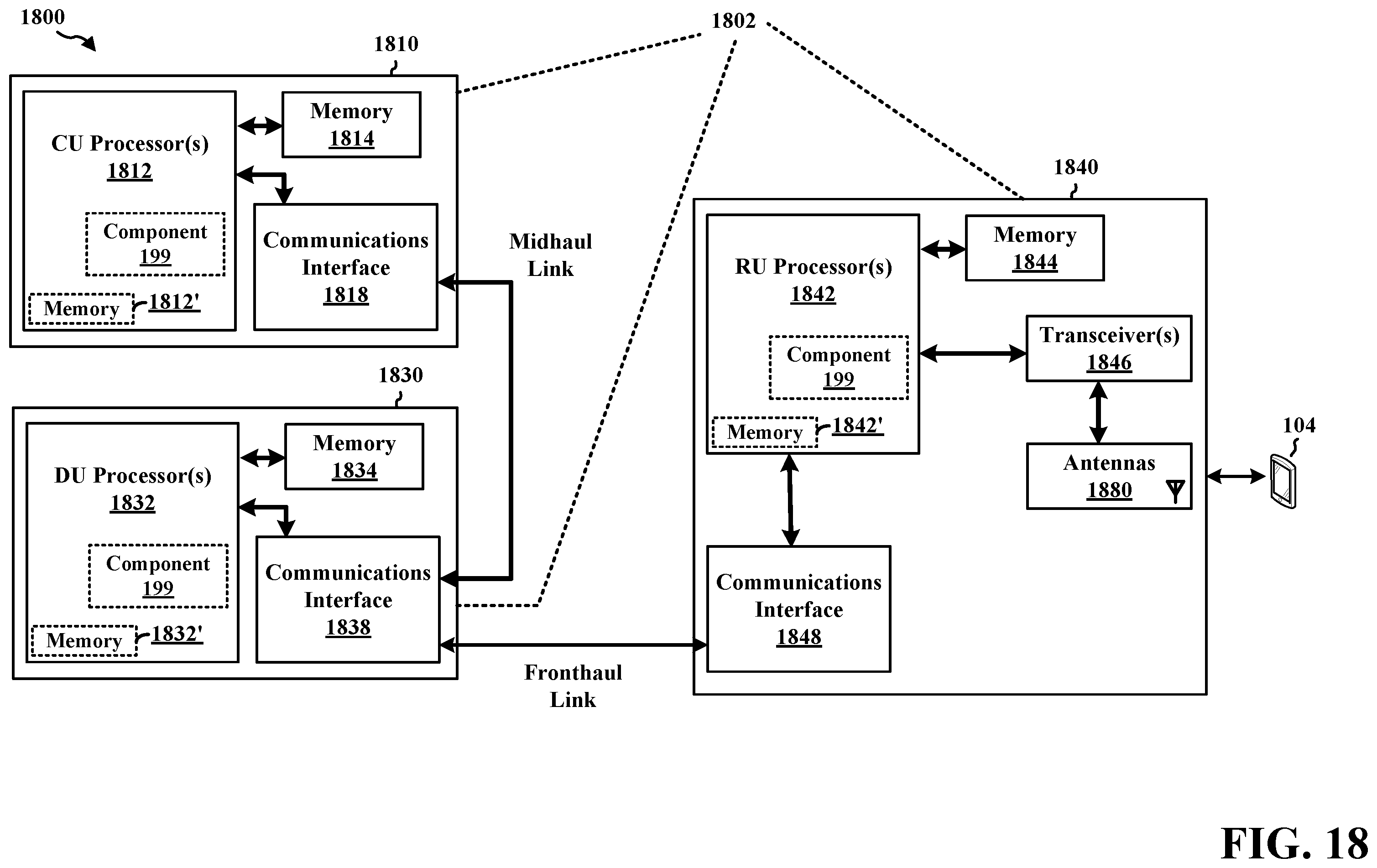 Patent US12592806 Figure 18 – Measurement and reporting of cross-link interference impact on downlink performance for full-duplex networks