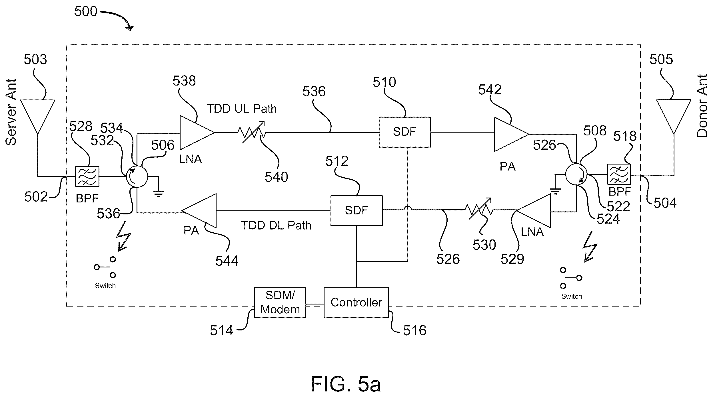 Patent US12592810 Figure 8 – Time division duplex (TDD) network repeater