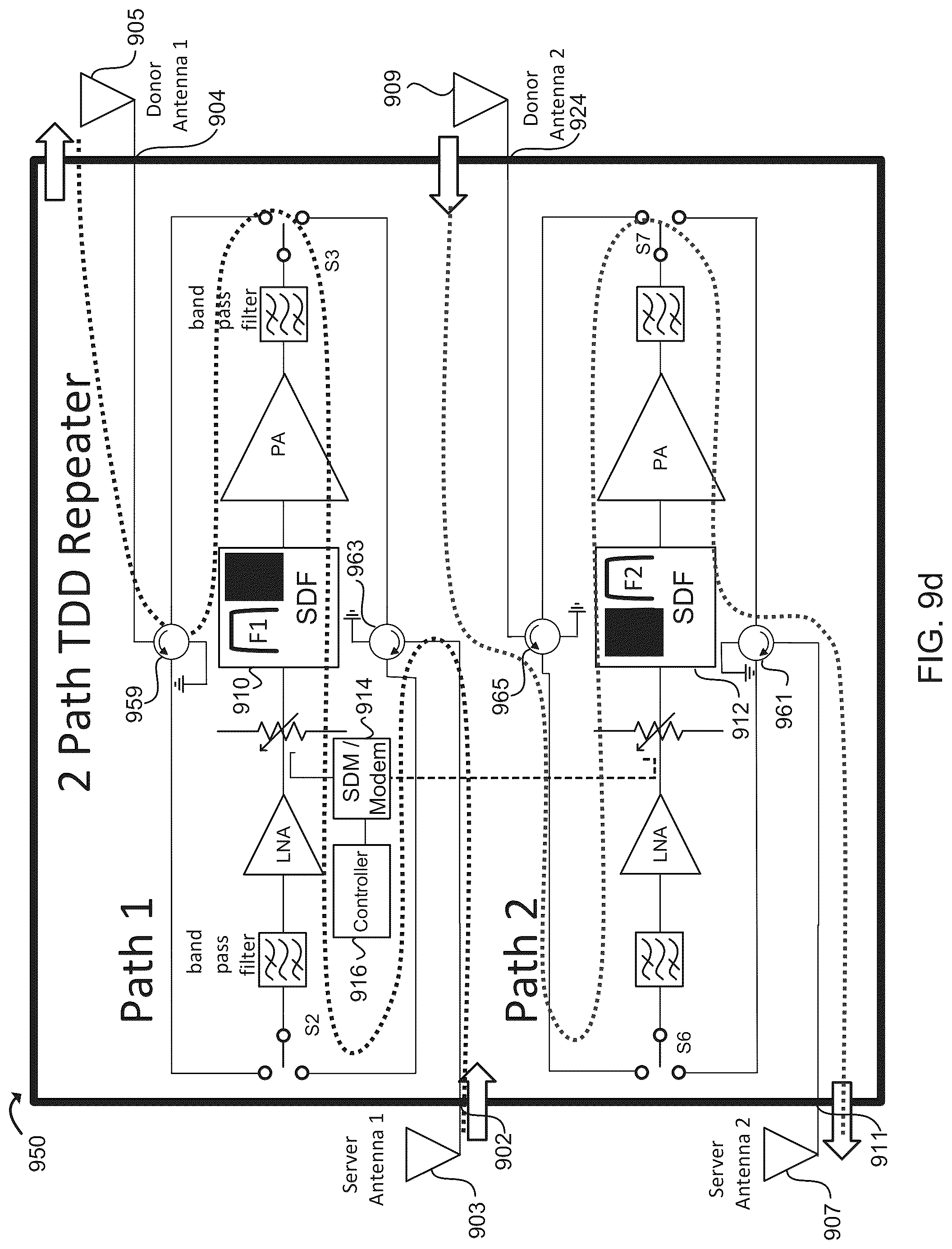 Patent US12592810 Figure 19 – Time division duplex (TDD) network repeater