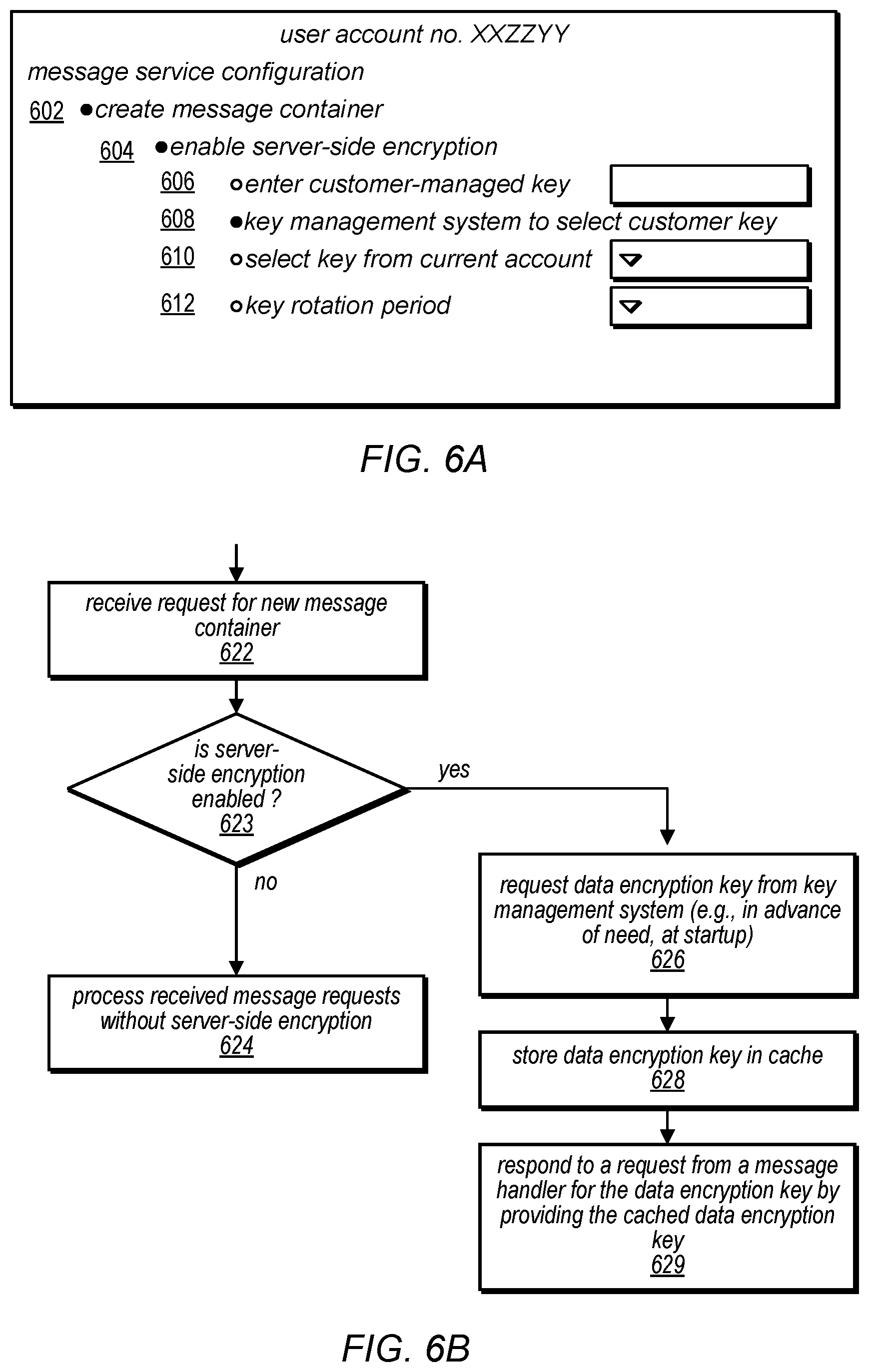 Patent US12592817 Figure 6 – Message service with distributed key caching for server-side encryption