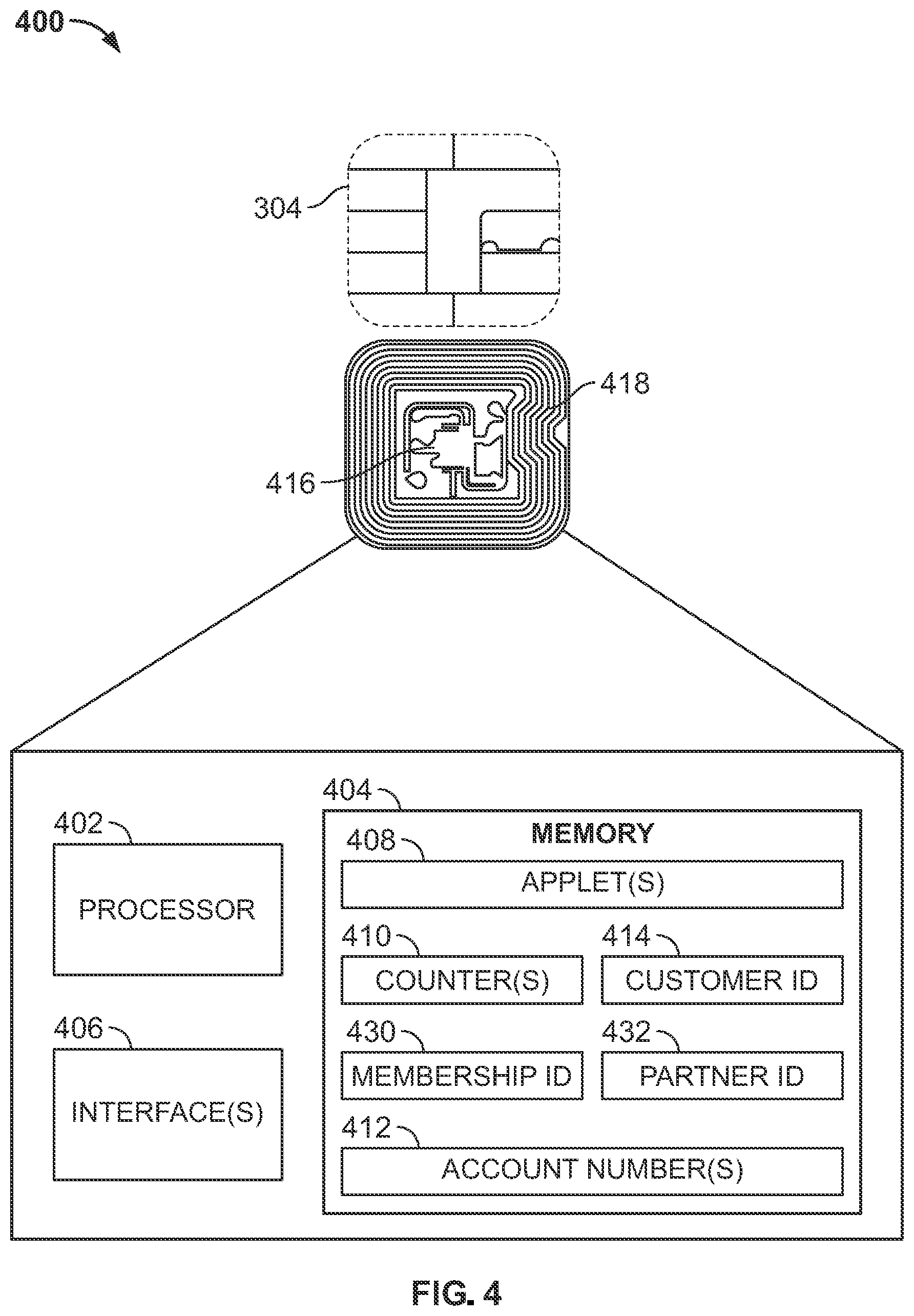 Patent US12592819 Figure 3 – Membership account management using a contactless card