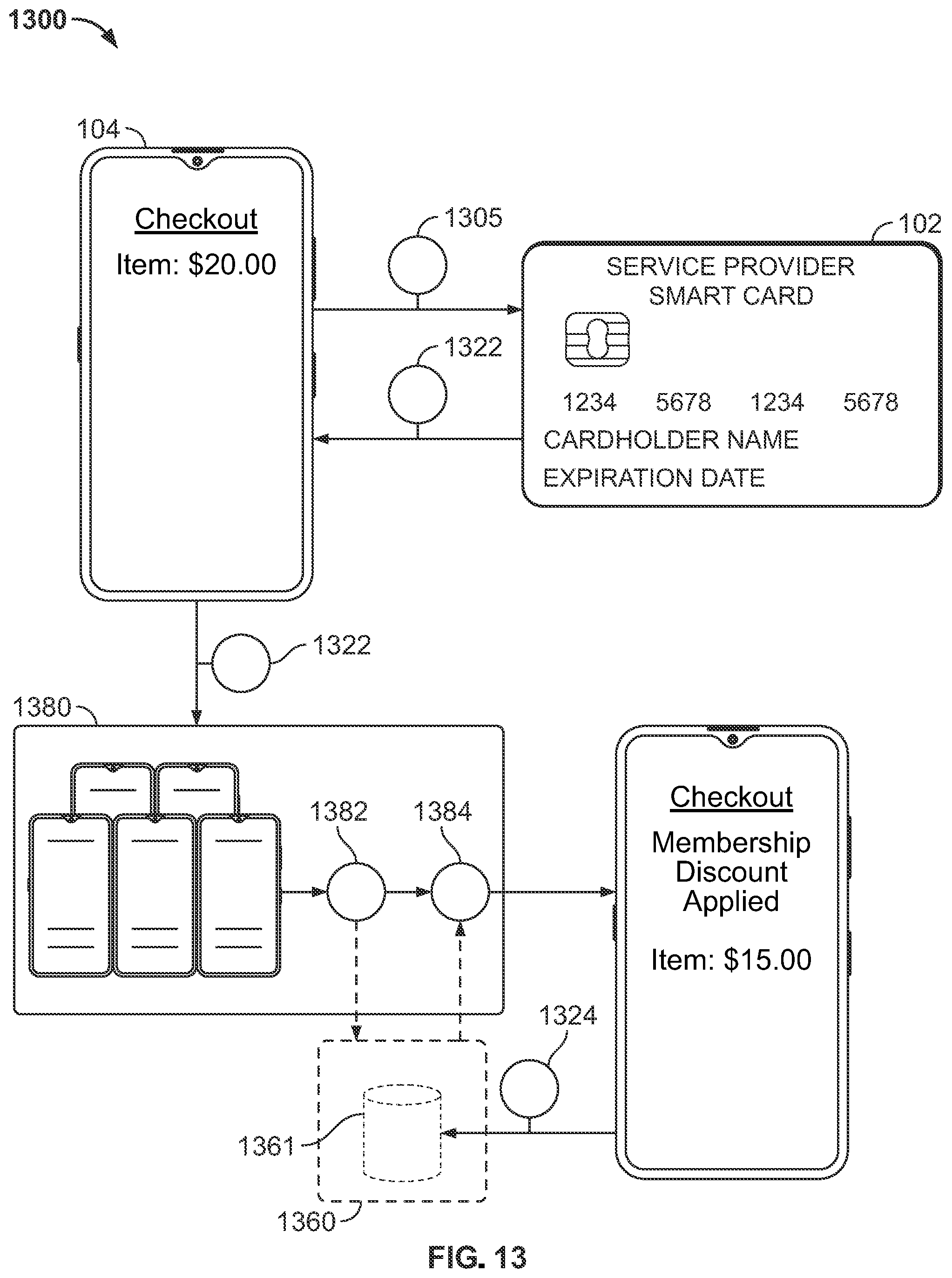 Patent US12592819 Figure 12 – Membership account management using a contactless card