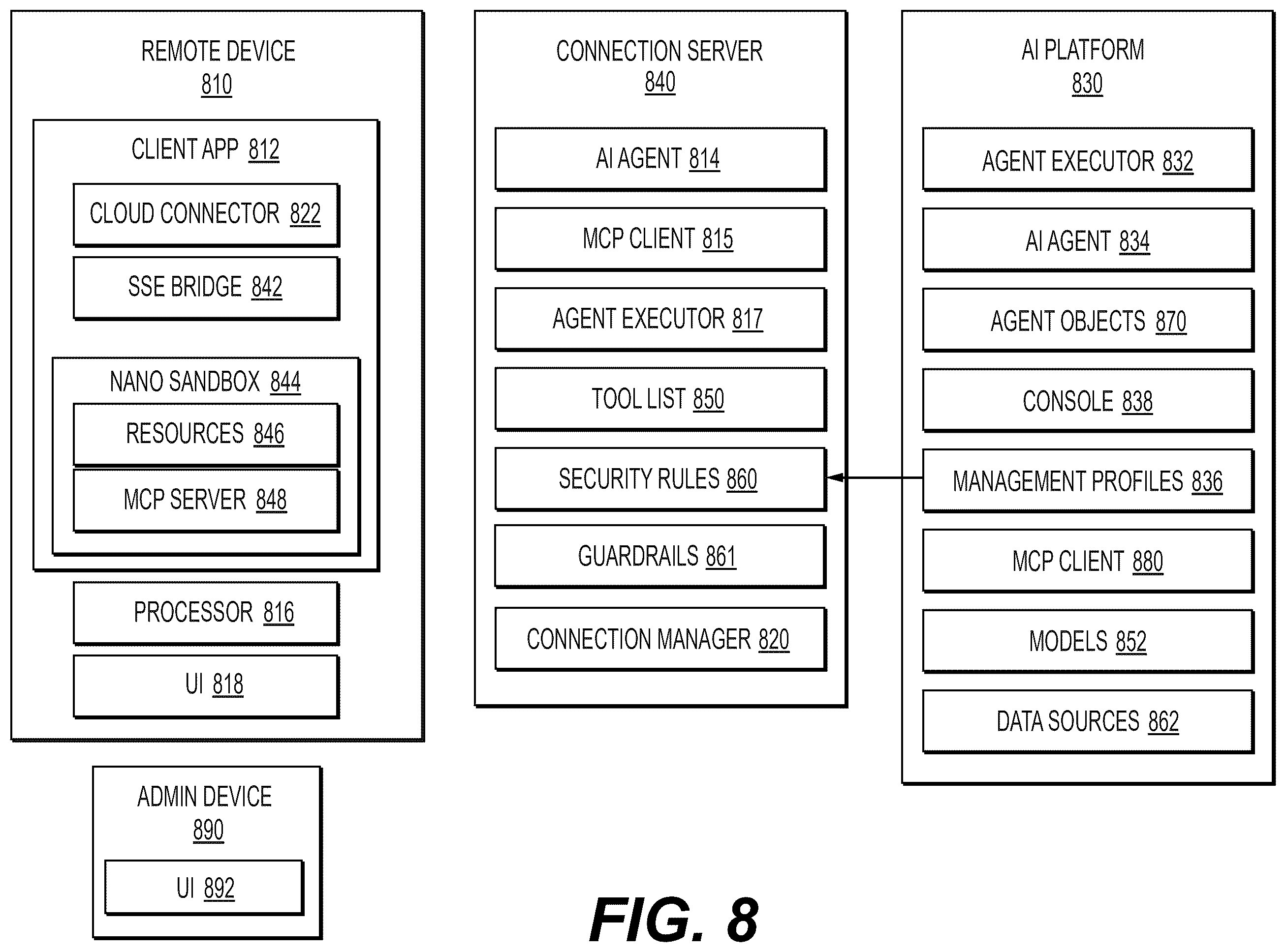 Patent US12592823 Figure 13 – Secure tunnel access to remote client resources for artificial intelligence agents