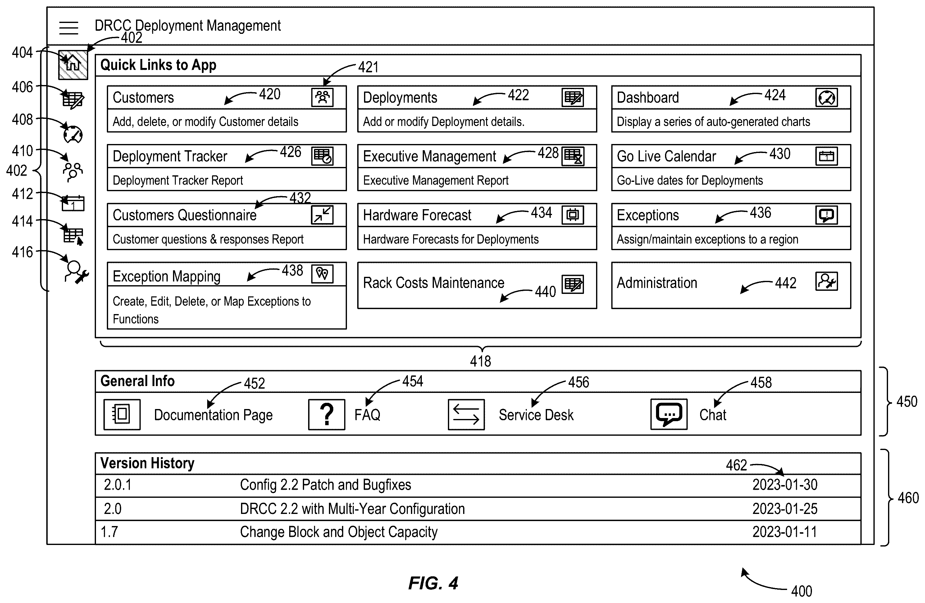 Patent US12592864 Figure 4 – User interfaces for cloud lifecycle management