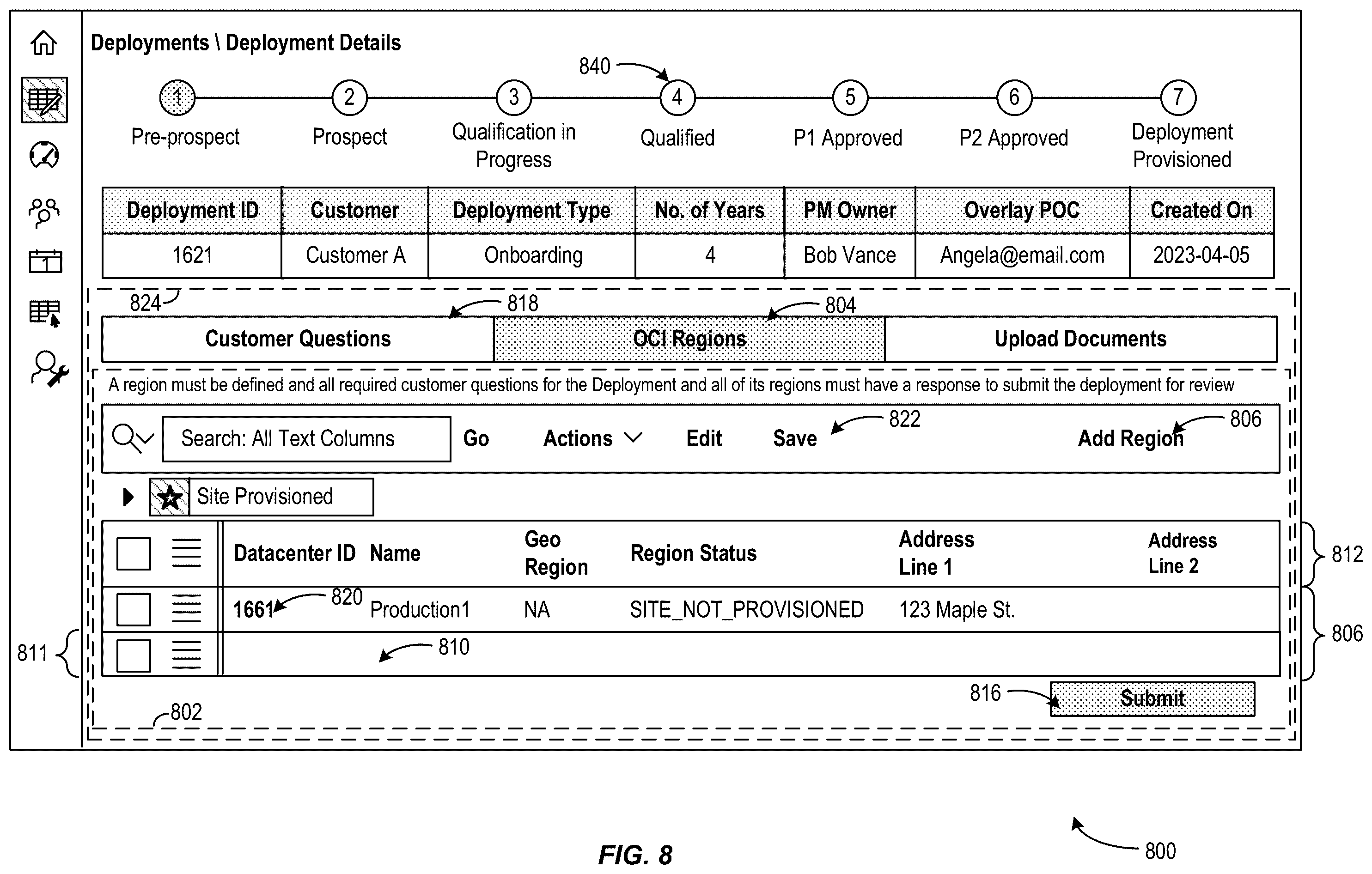 Patent US12592864 Figure 8 – User interfaces for cloud lifecycle management
