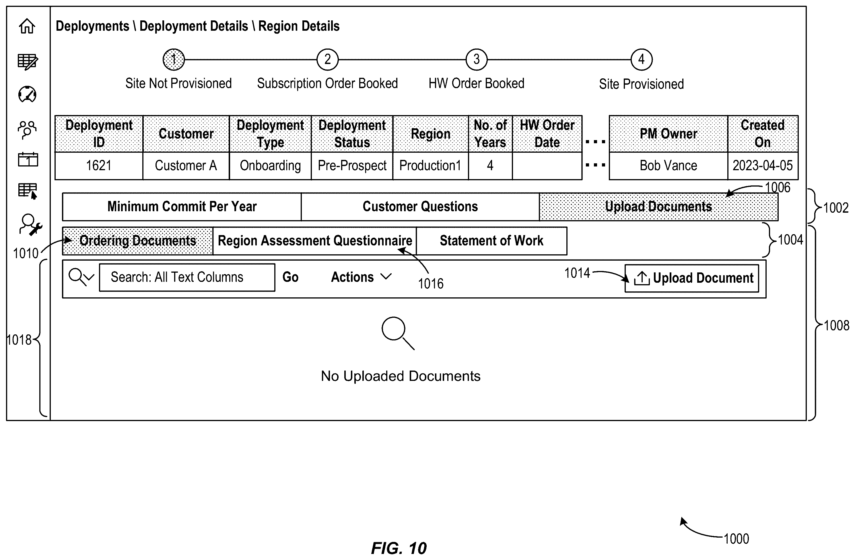 Patent US12592864 Figure 10 – User interfaces for cloud lifecycle management