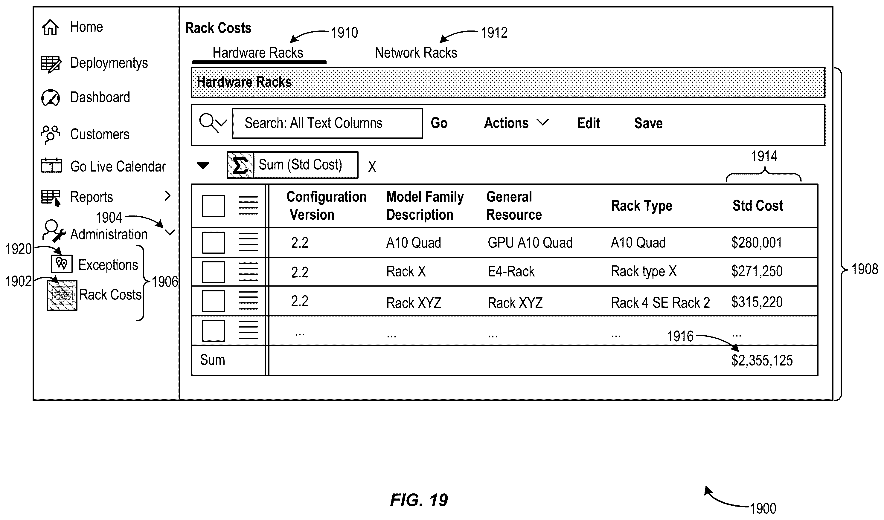 Patent US12592864 Figure 19 – User interfaces for cloud lifecycle management