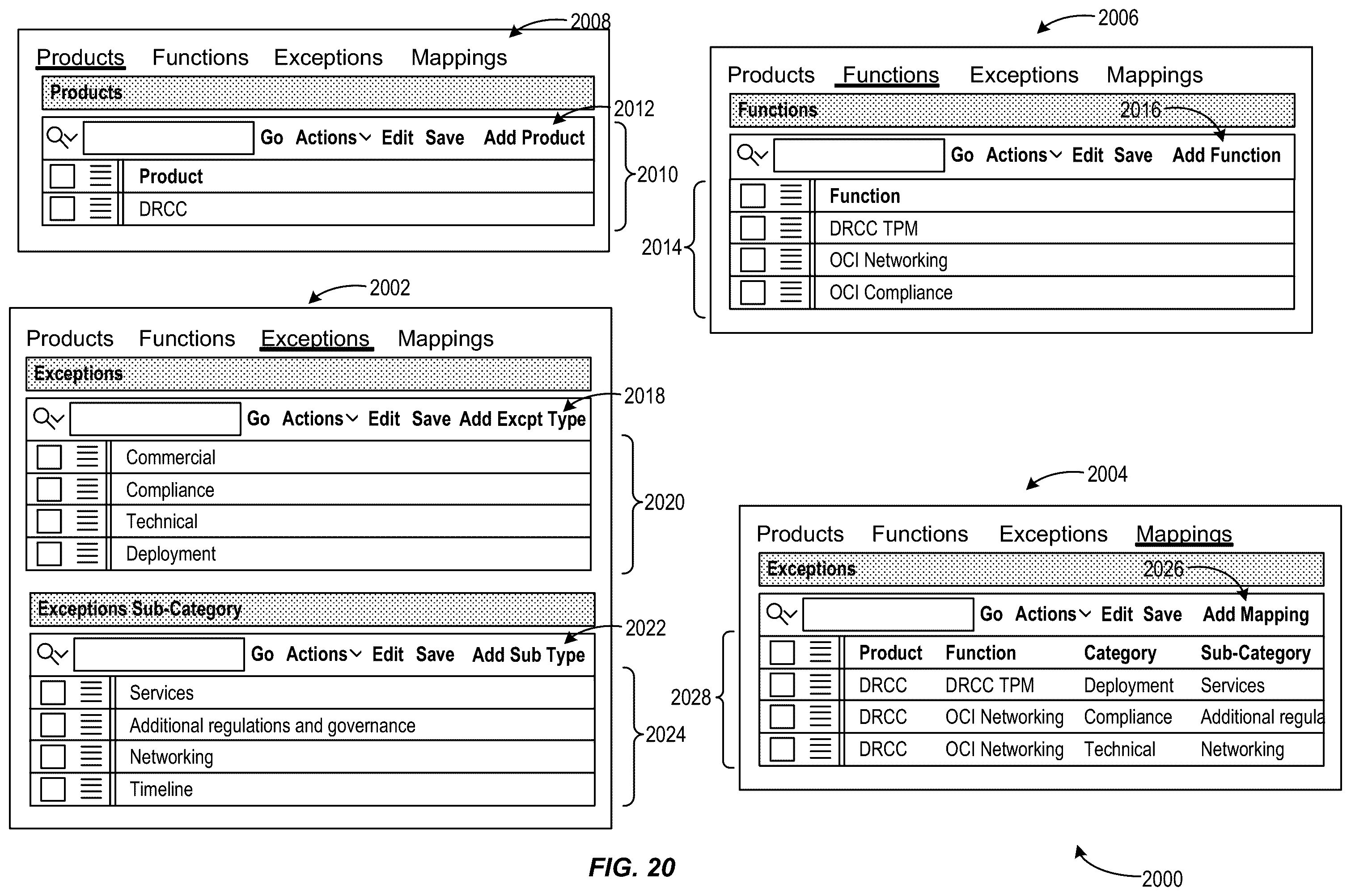 Patent US12592864 Figure 20 – User interfaces for cloud lifecycle management