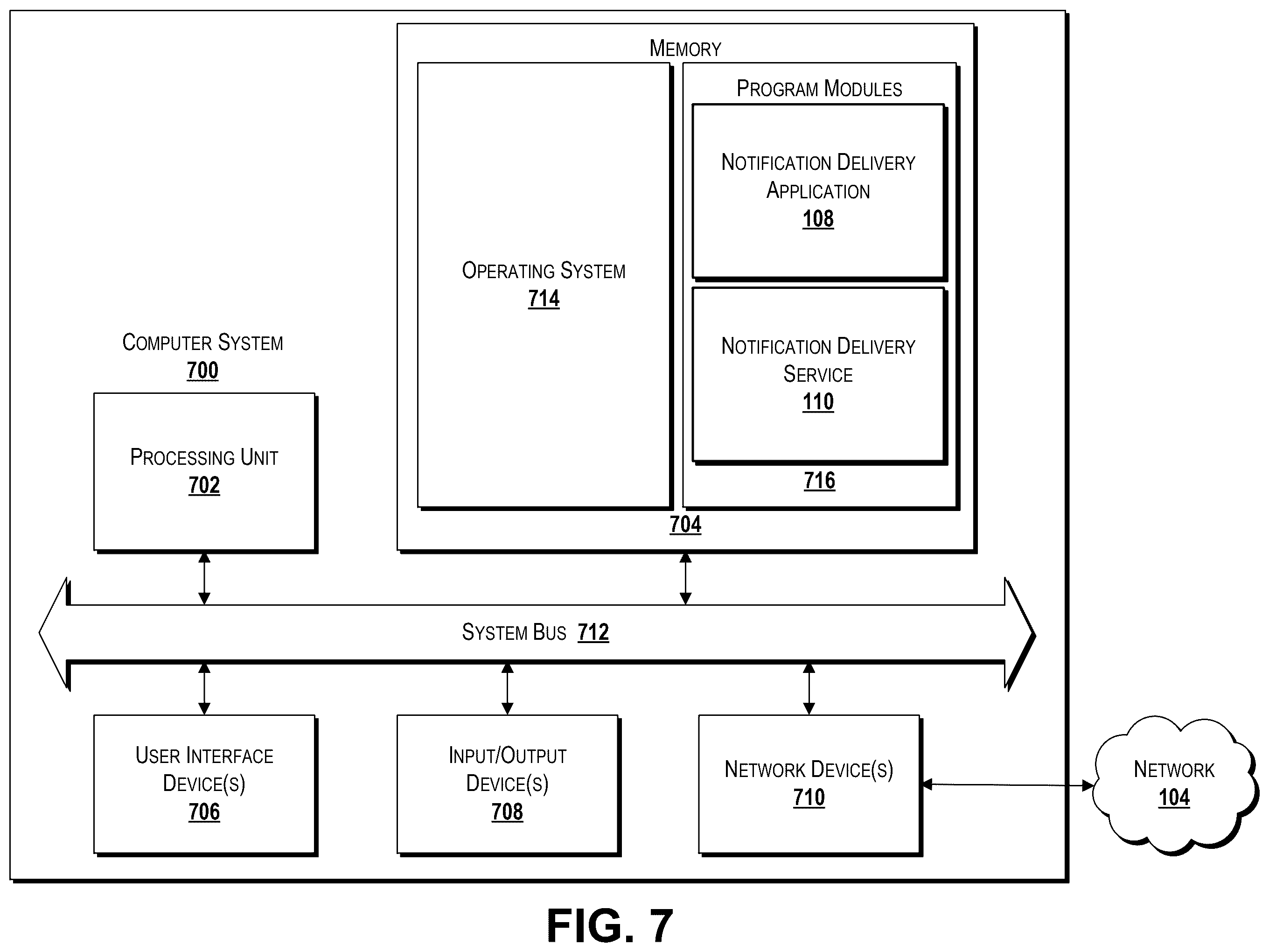 Patent US12592903 Figure 8 – Notification delivery service