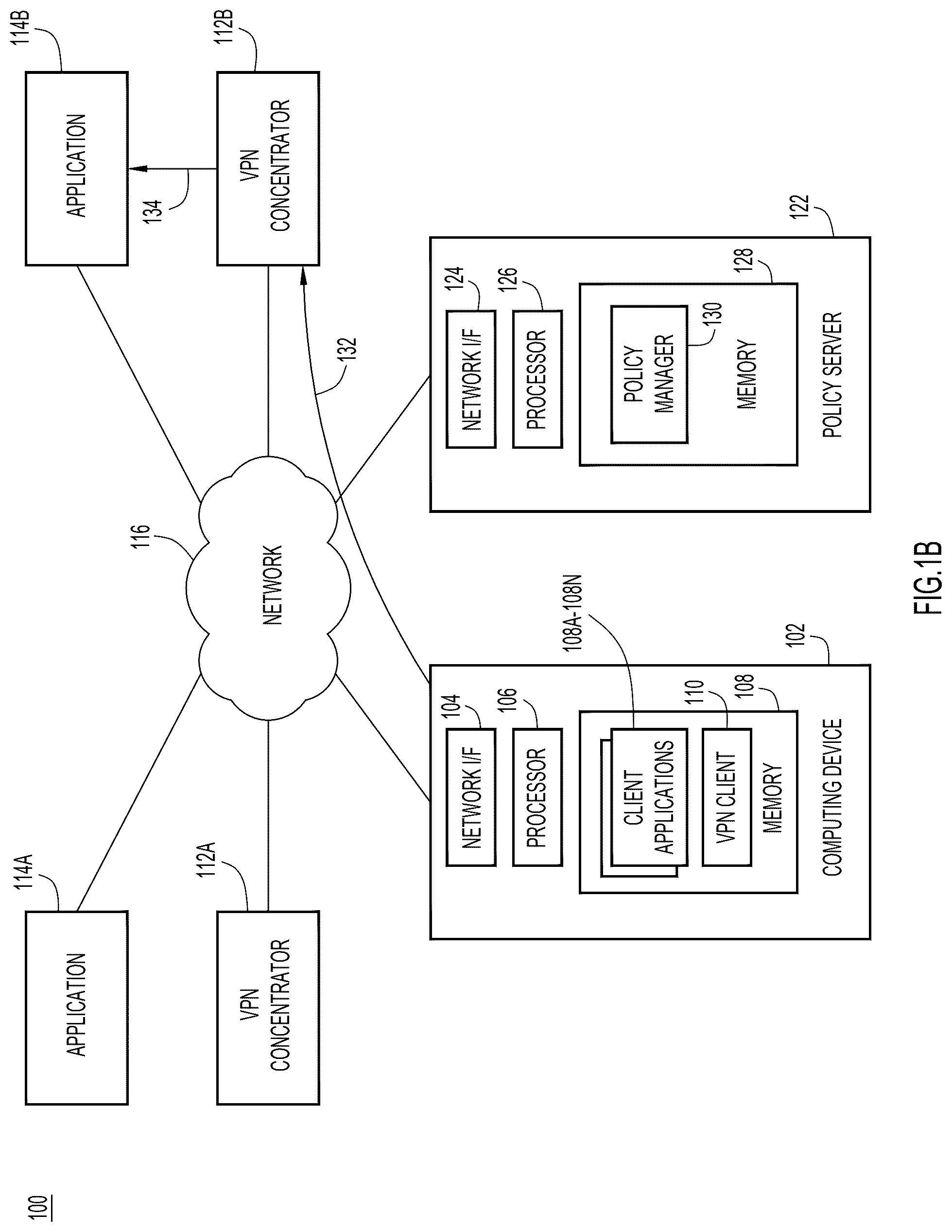 Patent US12592910 Figure 2 – Multi-route virtual private networking