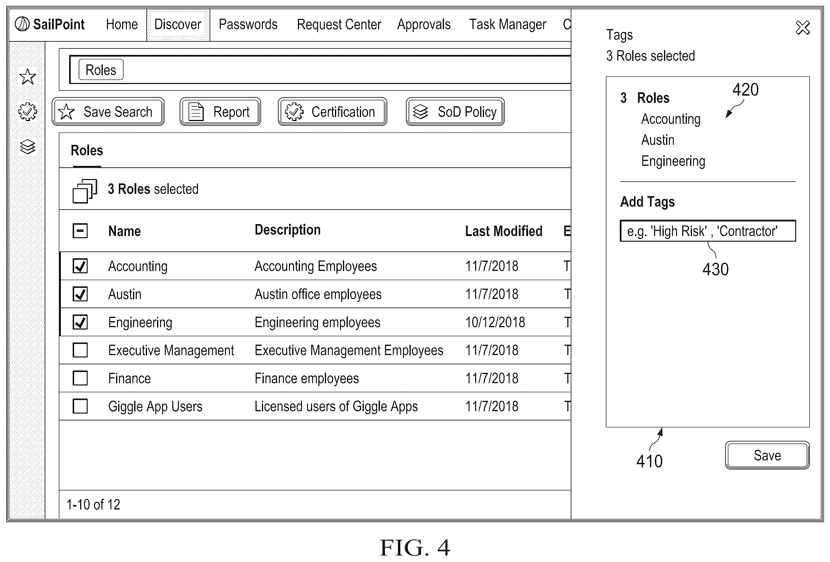 Patent US12592985 Figure 4 – System and method for tagging in identity management artificial intelligence systems and uses for same, including context based governance