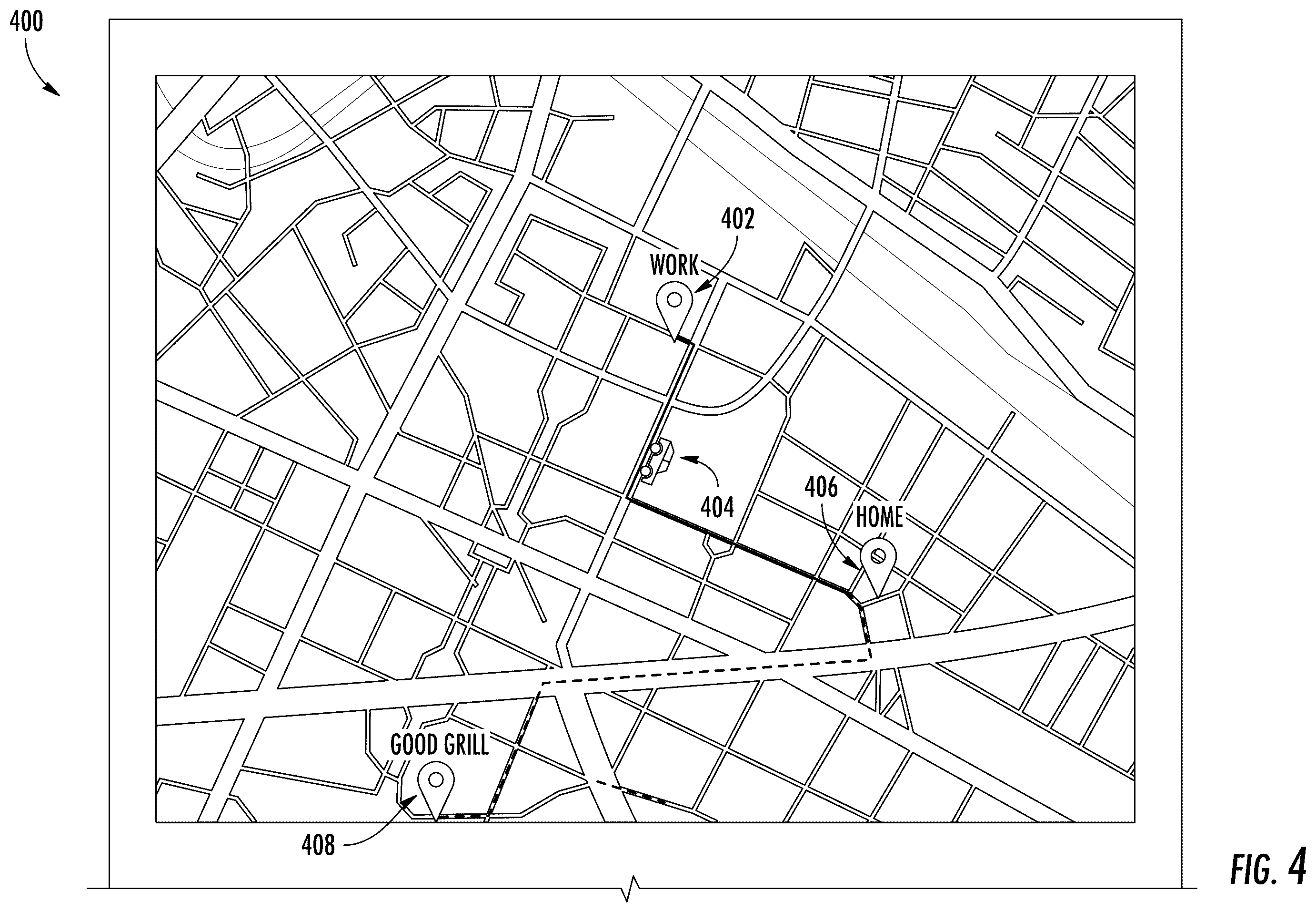 Patent US12597051 Figure 4 – Systems and methods for the display of corresponding content for user-requested vehicle services using distributed electronic devices