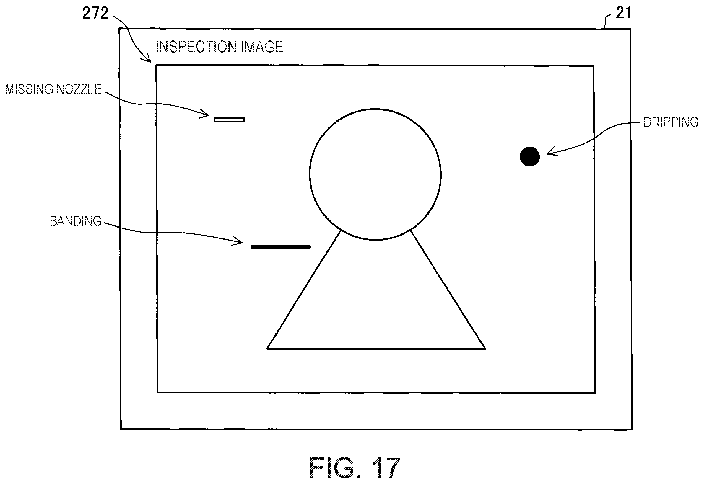 Patent US12597120 Figure 17 – Printed image defect discrimination device and method displaying detected defects in list by type in display mode according to state of defect