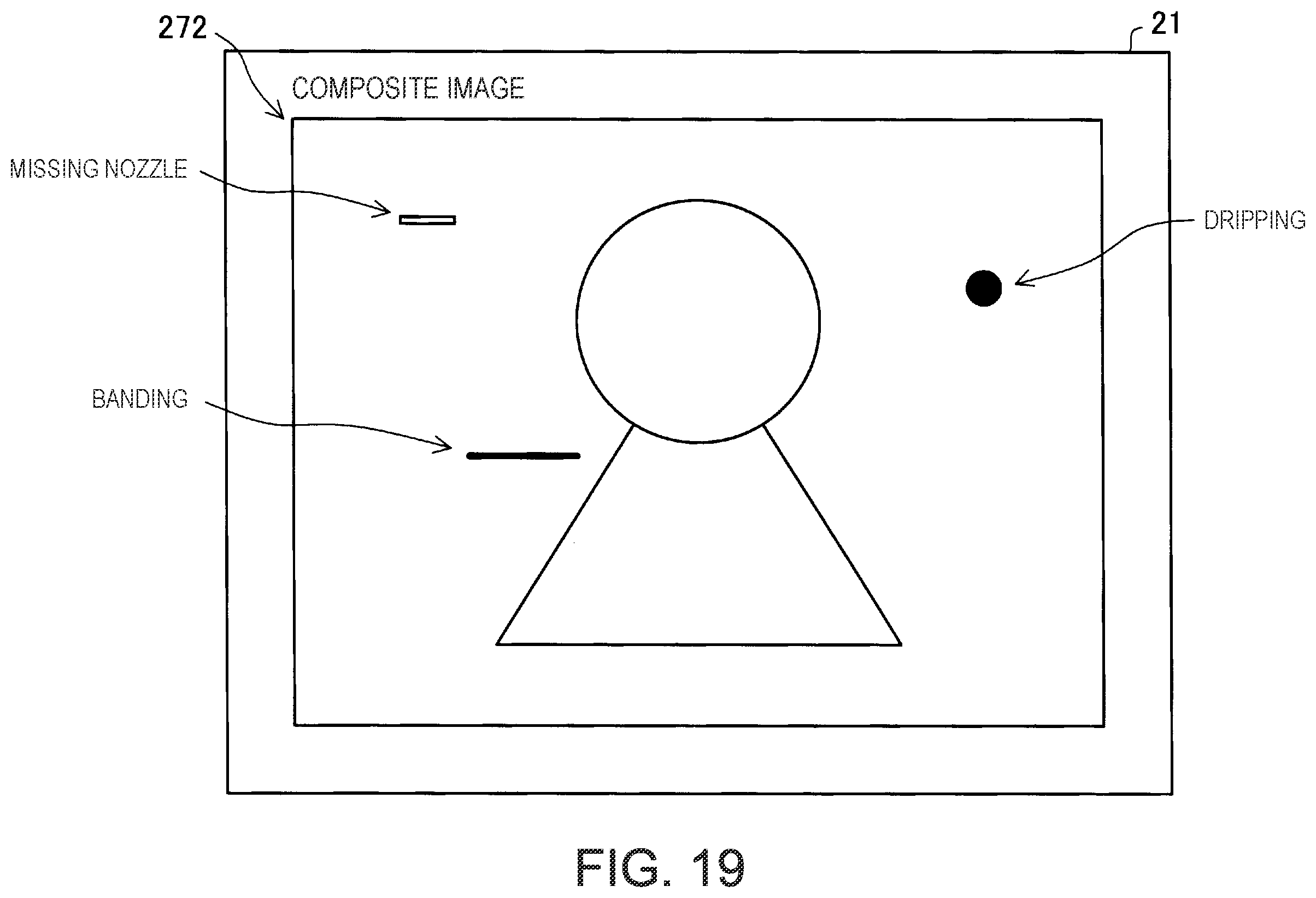 Patent US12597120 Figure 19 – Printed image defect discrimination device and method displaying detected defects in list by type in display mode according to state of defect