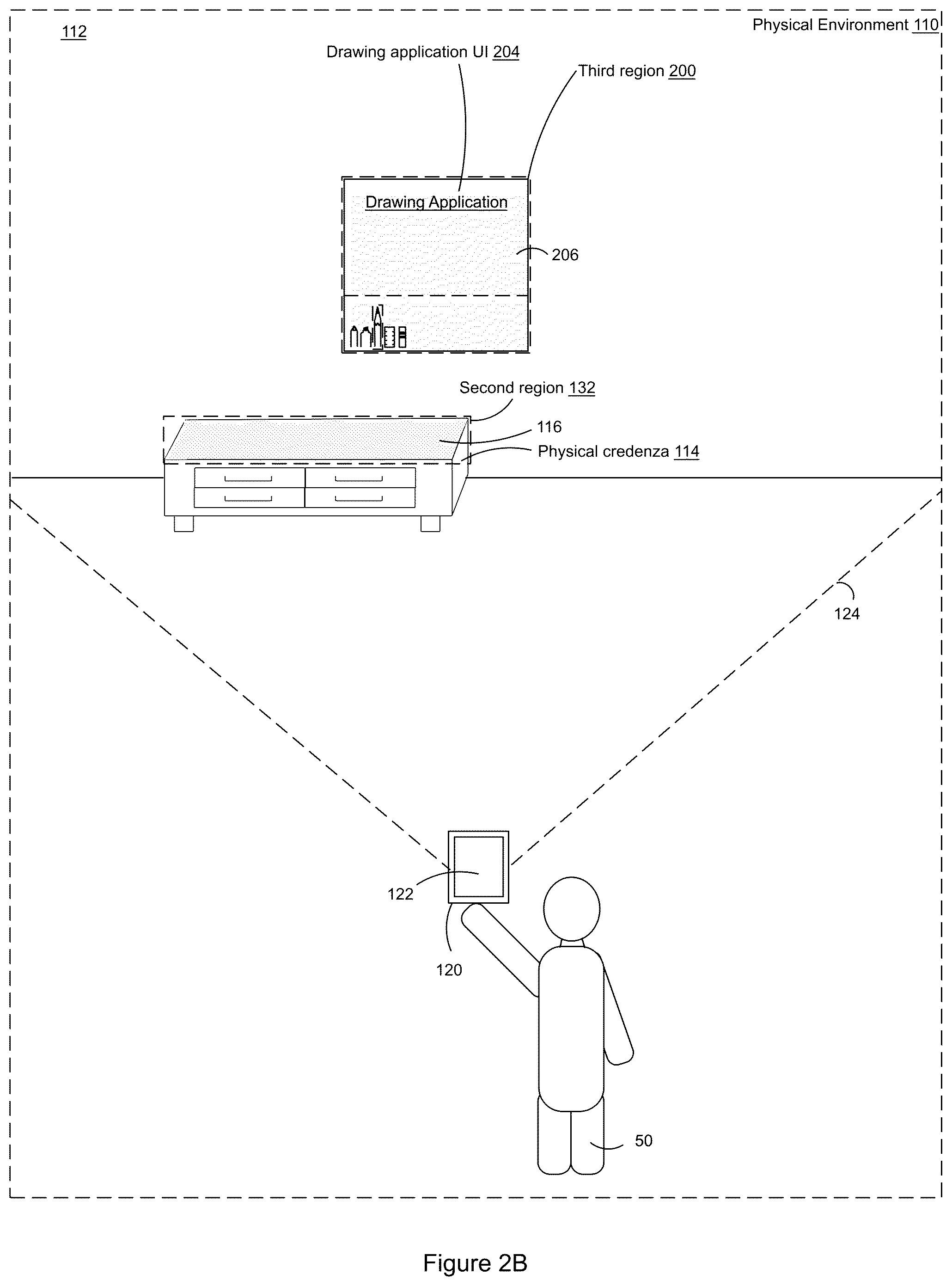 Patent US12597177 Figure 7 – Changing display rendering modes based on multiple regions