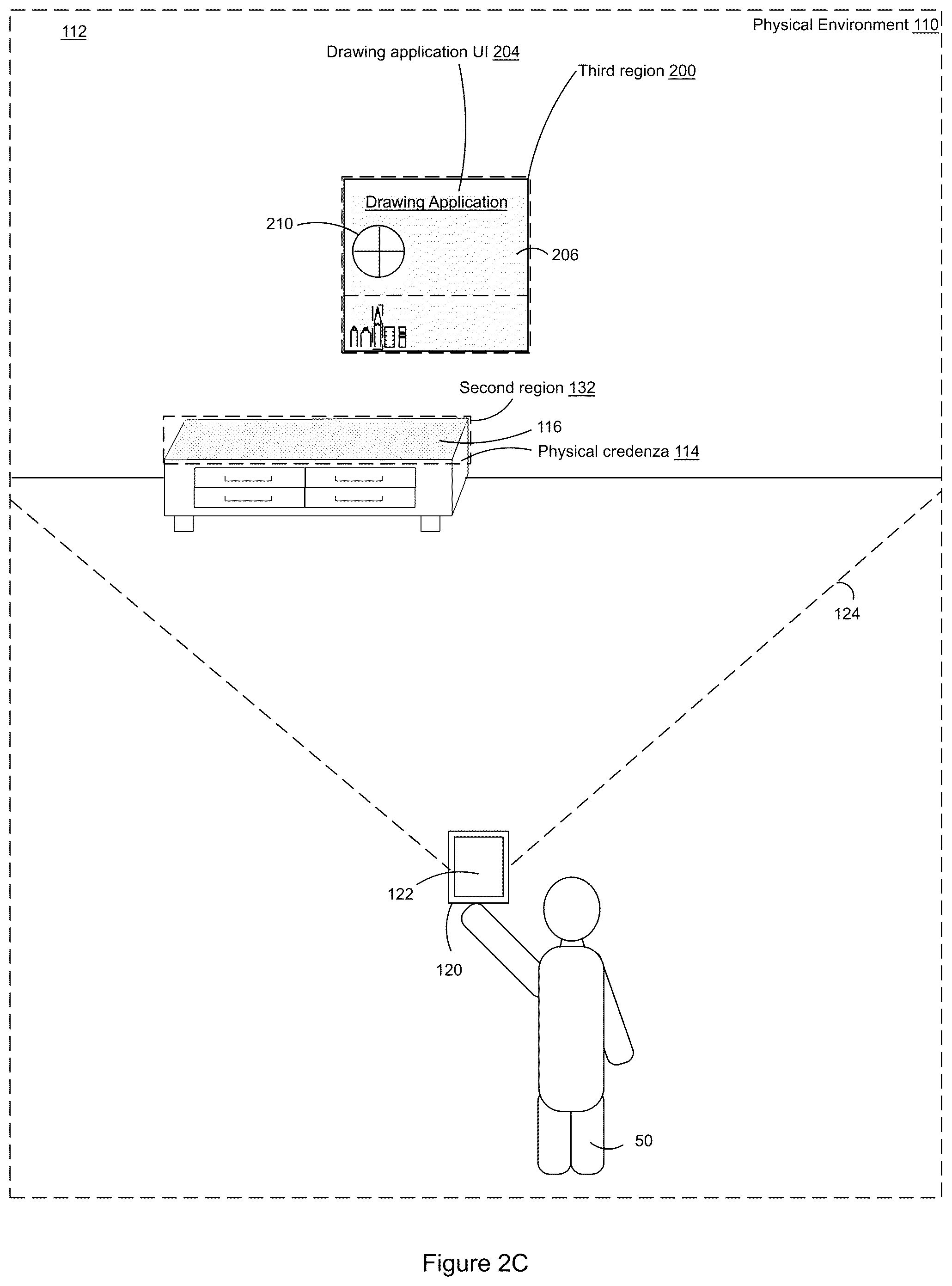 Patent US12597177 Figure 8 – Changing display rendering modes based on multiple regions