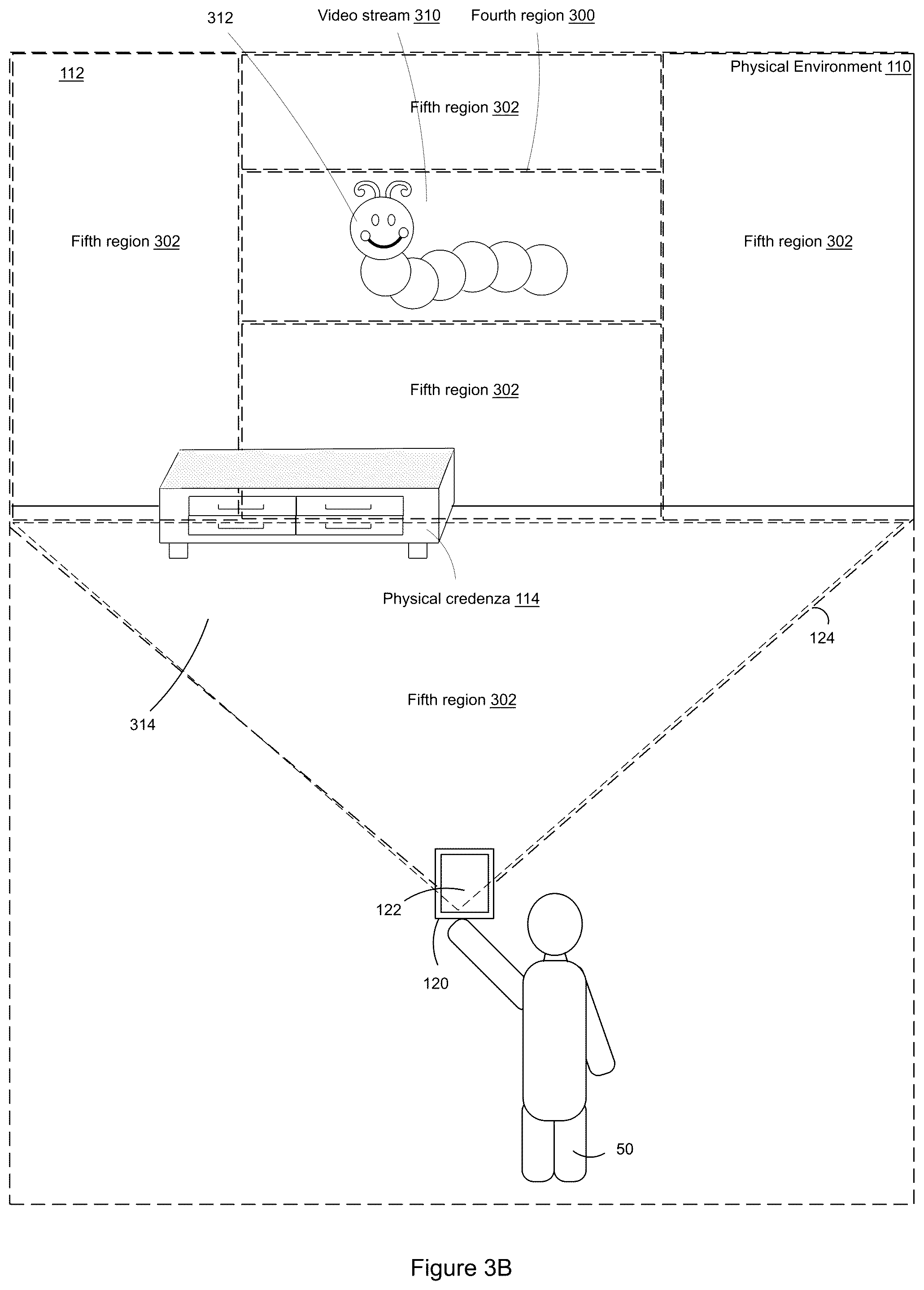 Patent US12597177 Figure 11 – Changing display rendering modes based on multiple regions